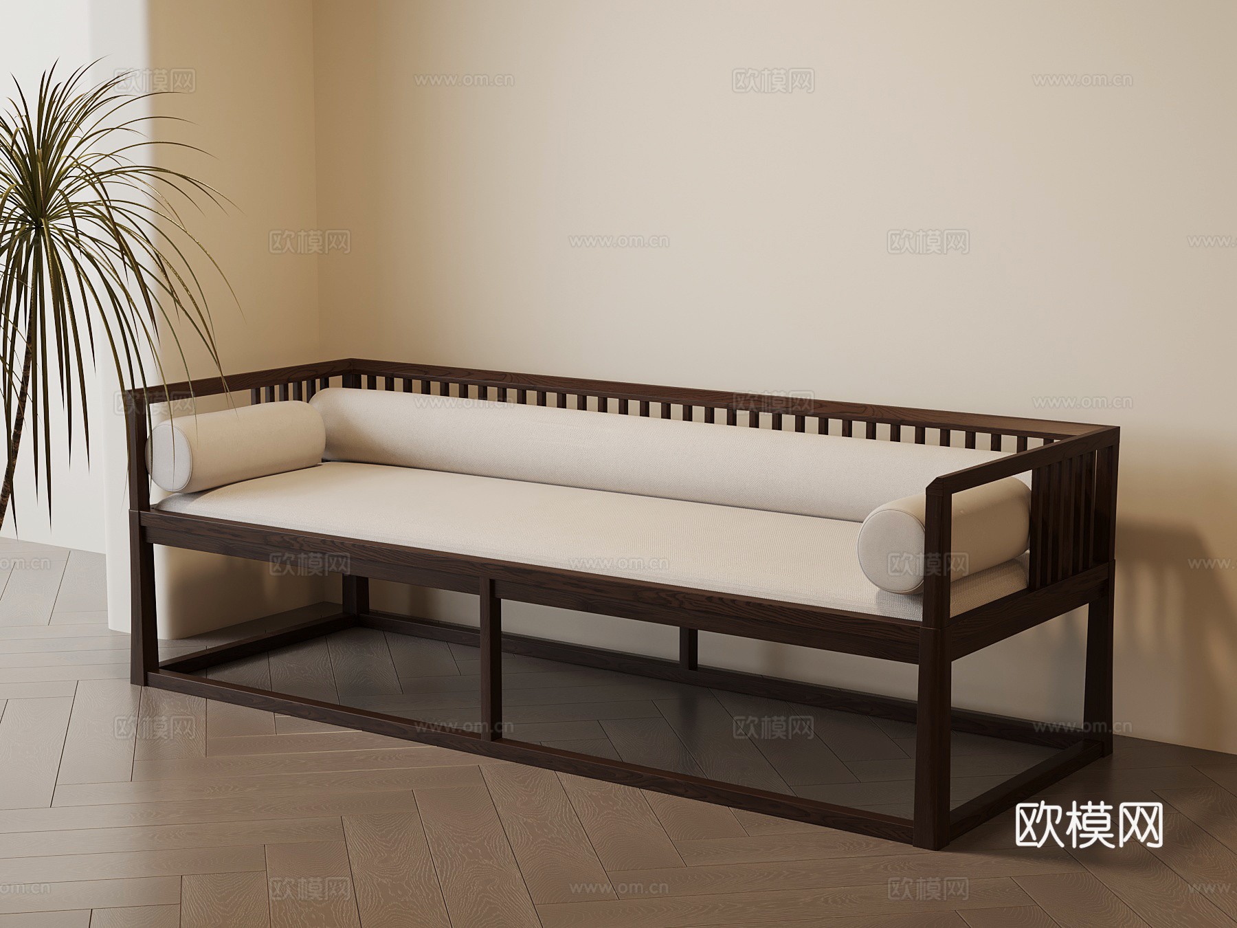 新中式罗汉床su模型