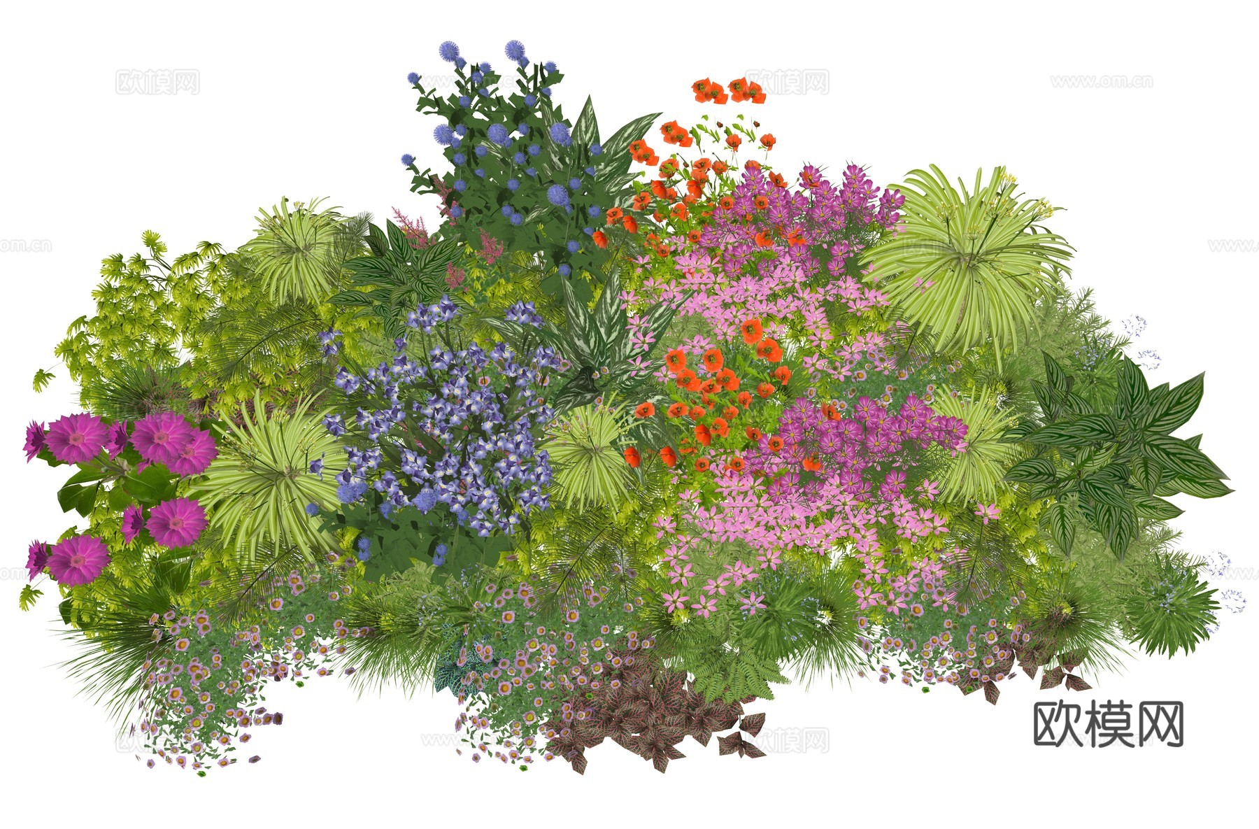 现代室内植物堆景观组合su模型