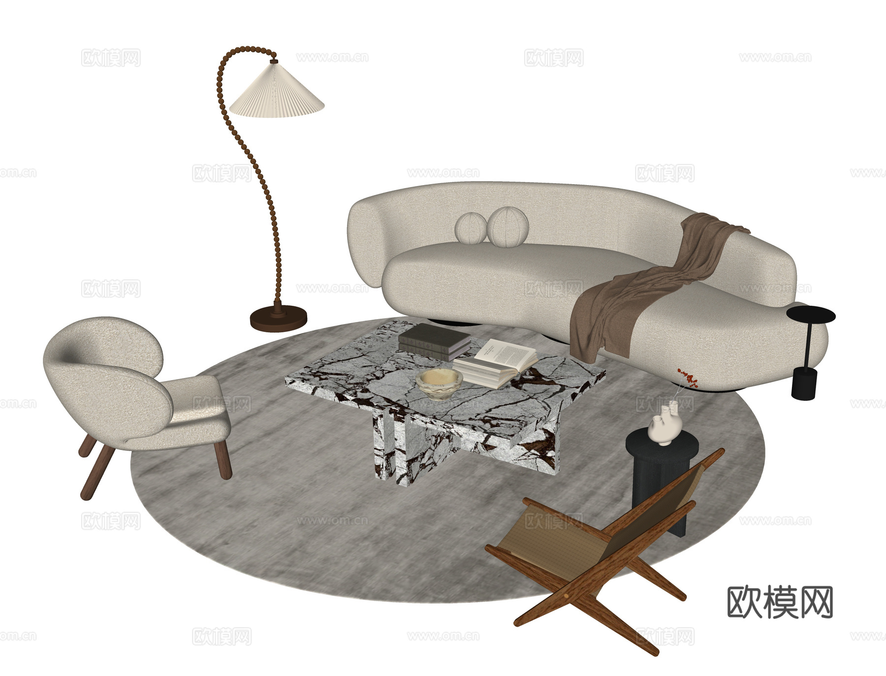 现代沙发茶几su模型