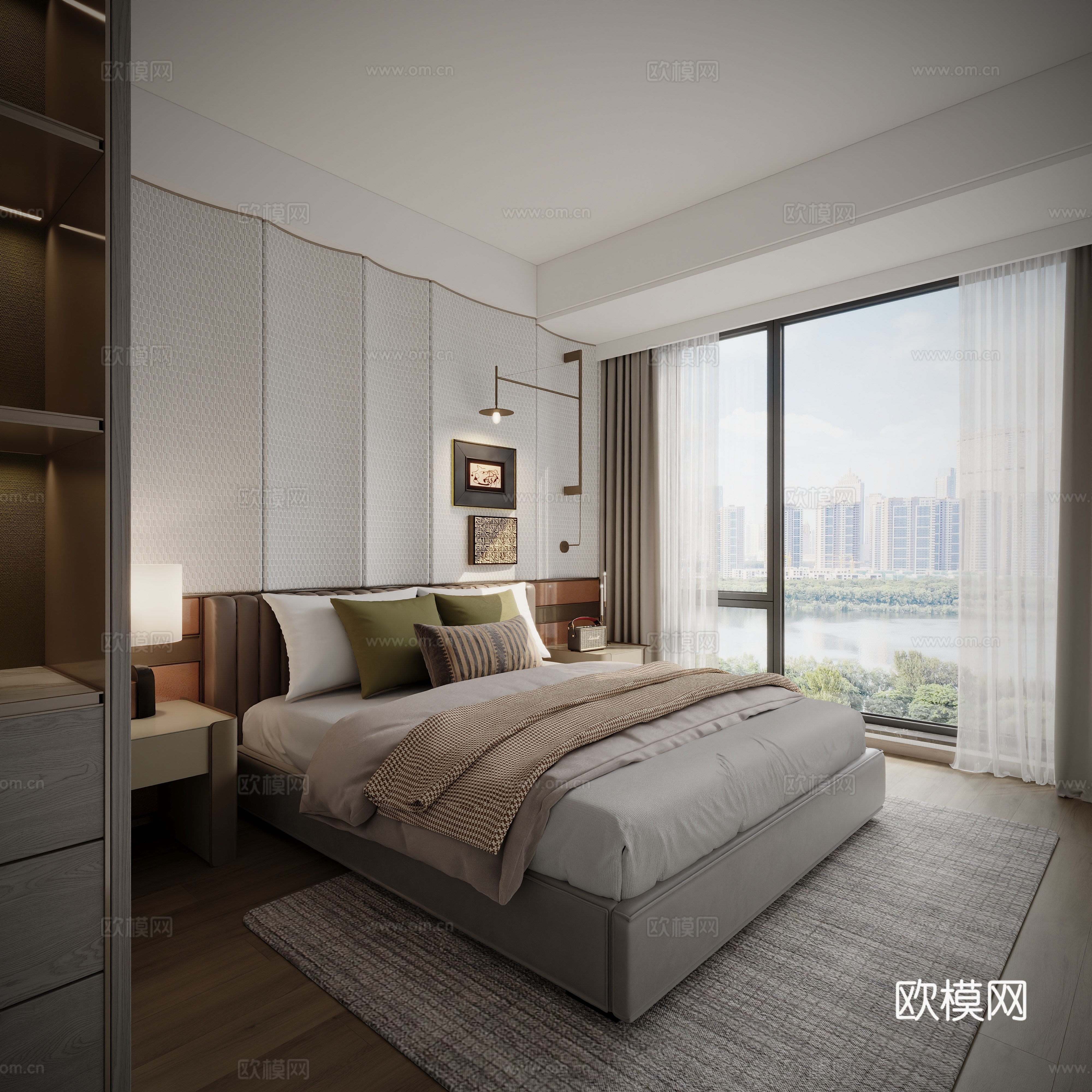 现代样板主卧室su模型