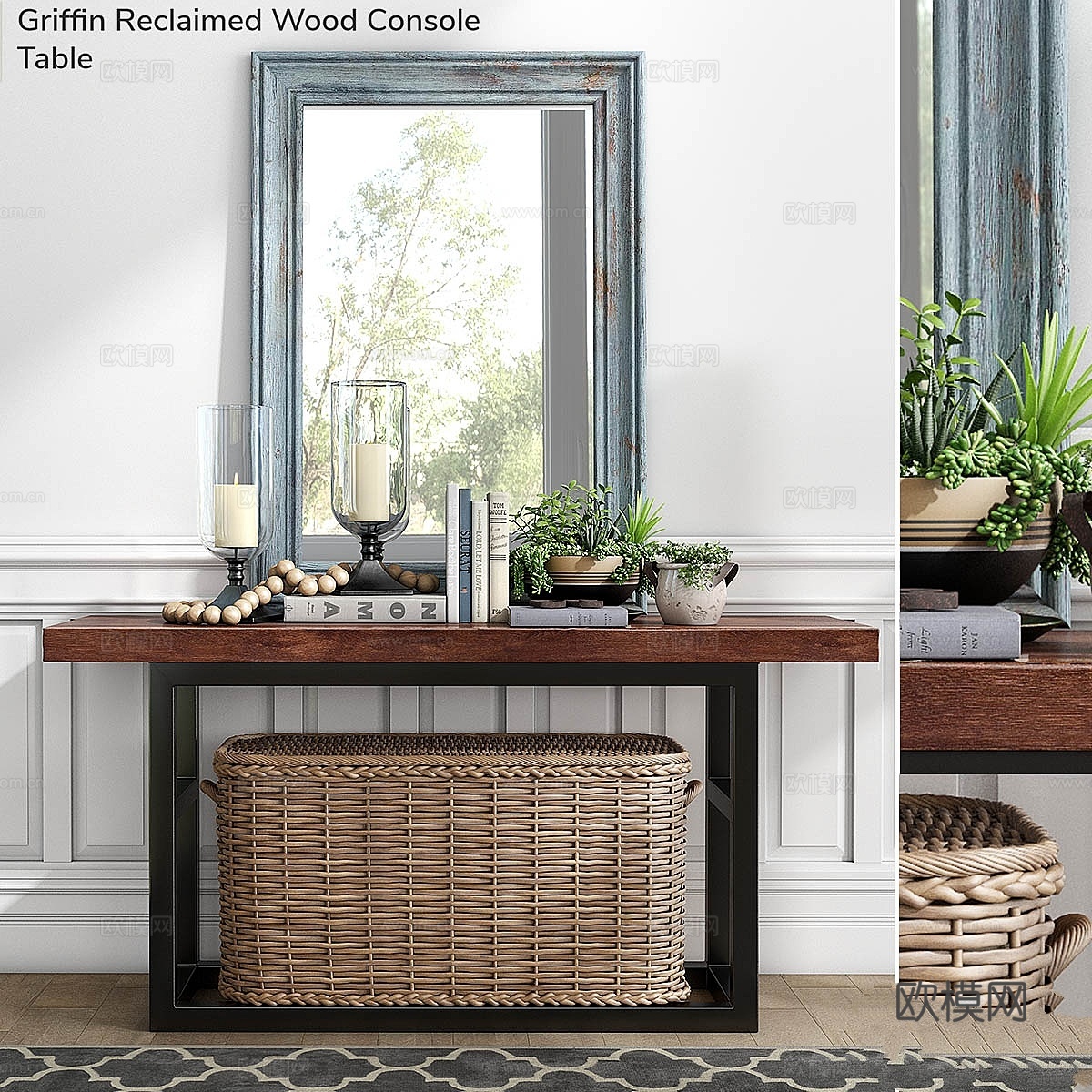 Pottery Barn 格里芬再生木边几3d模型下载