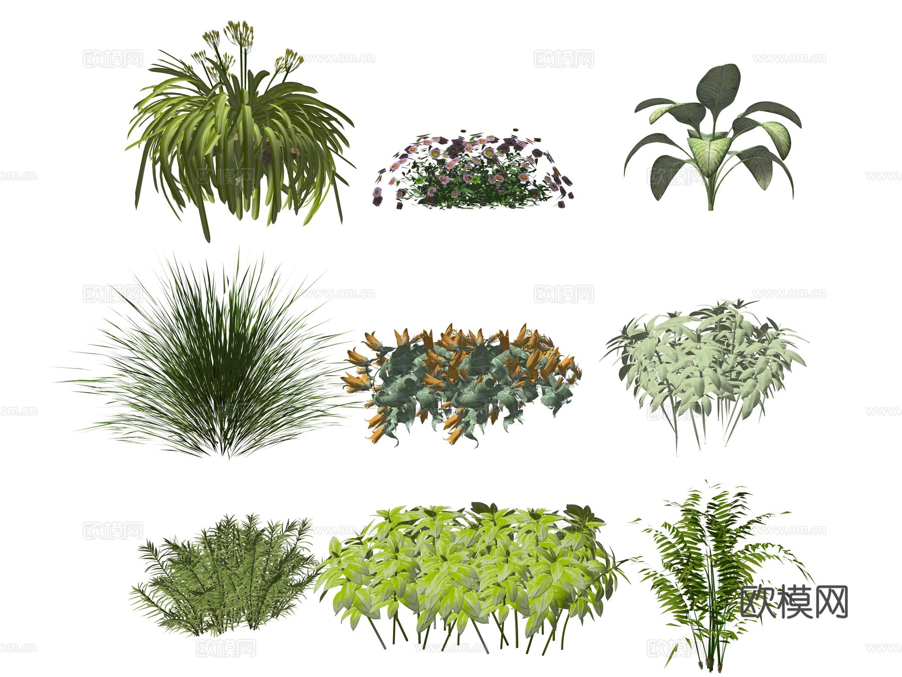 现代室内植物堆景观组合su模型