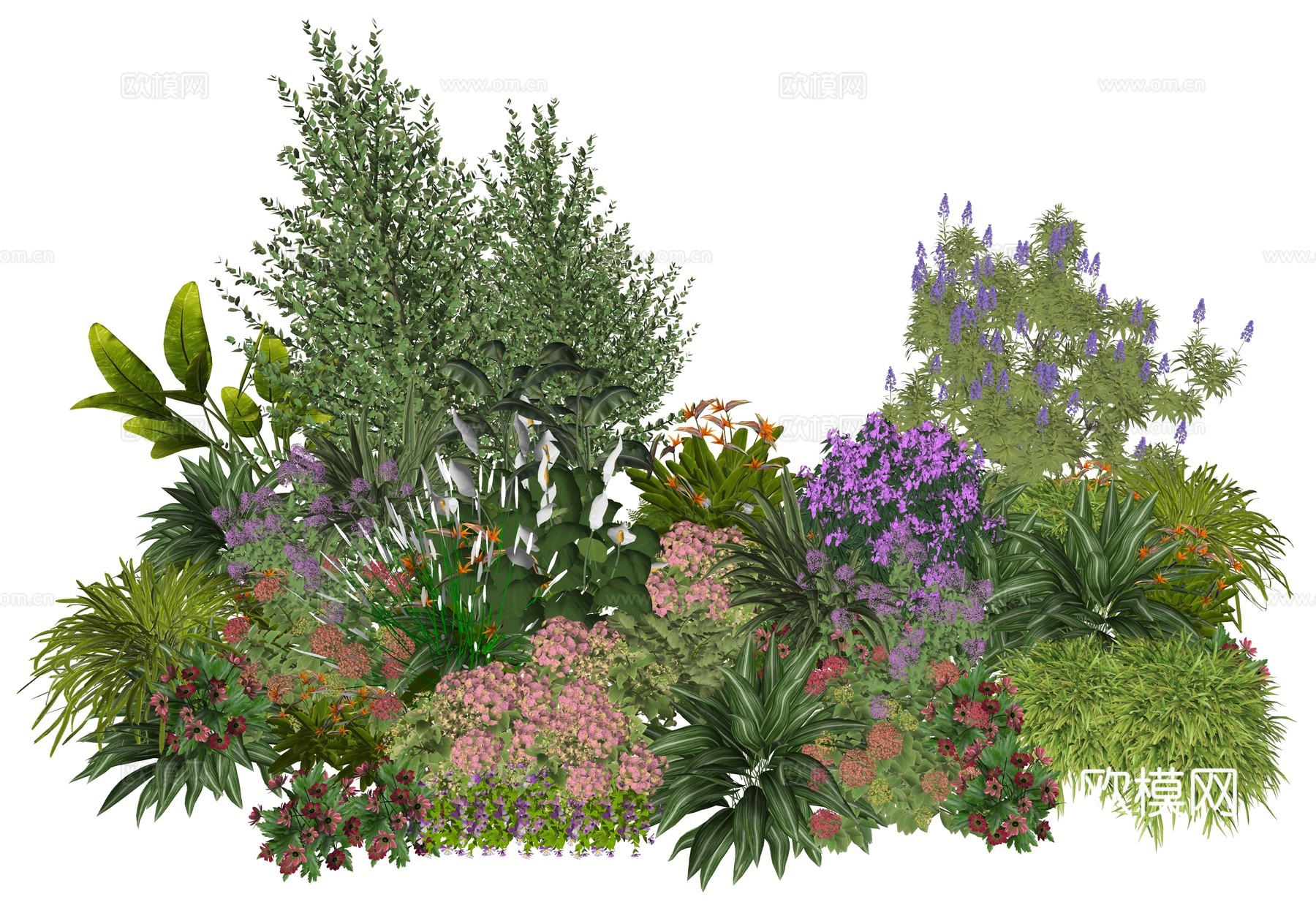 现代室内植物堆景观组合su模型