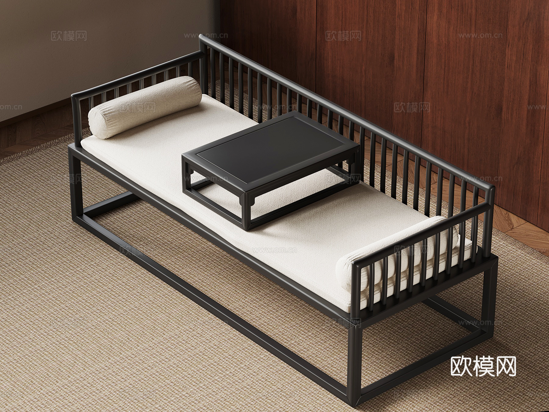 新中式罗汉床su模型