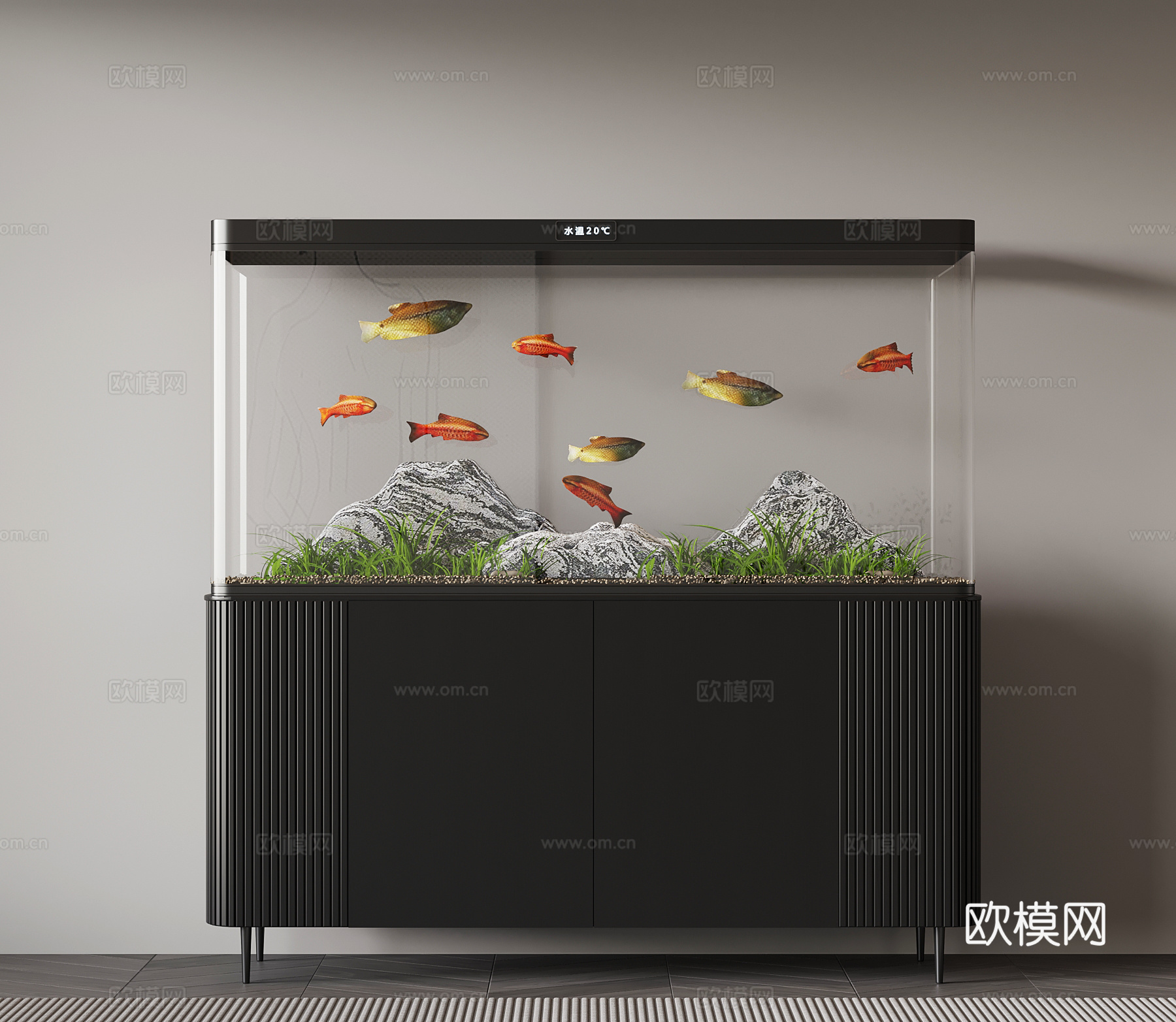 现代意式鱼缸su模型