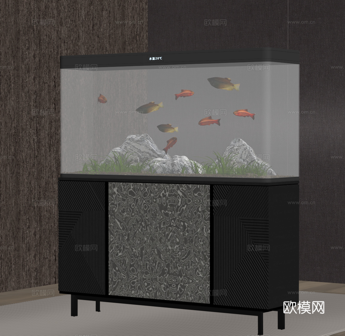 现代意式鱼缸su模型