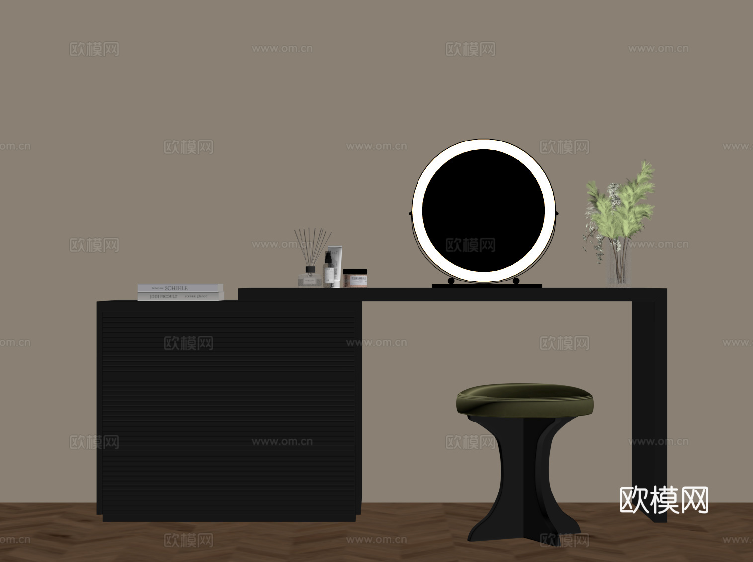 法式复古梳妆台 化妆台su模型