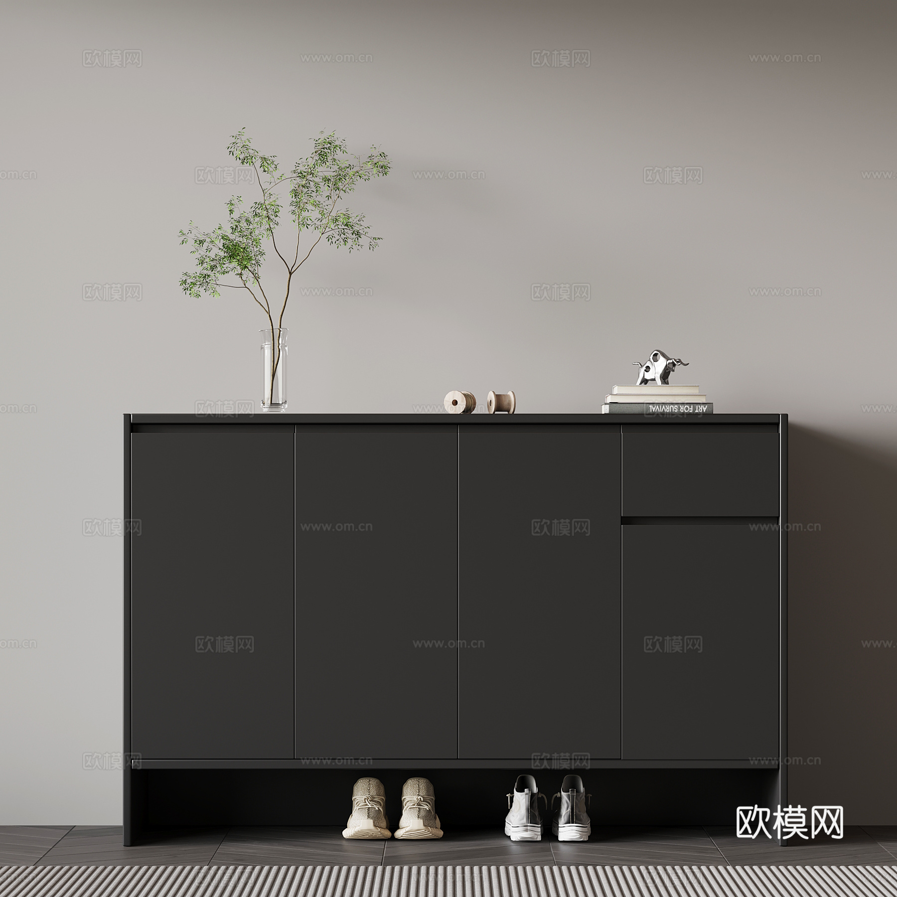 现代意式鞋柜 玄关柜su模型