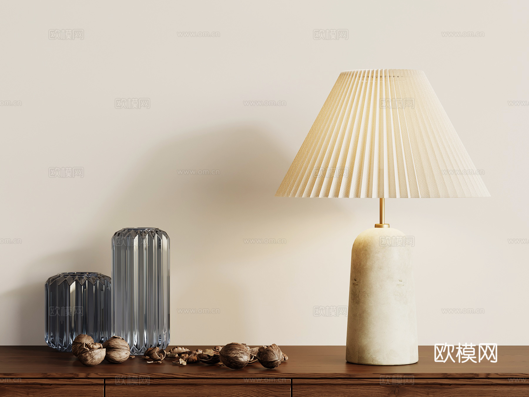 侘寂中古台灯su模型