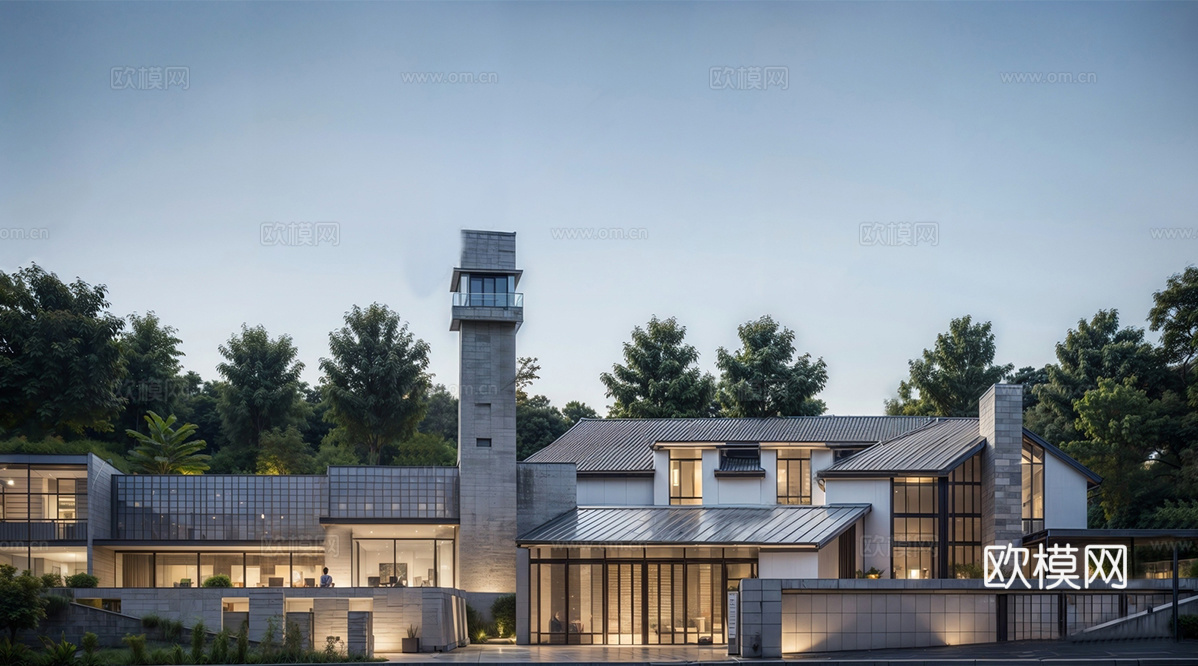 现代社区养老院建筑 福利院建筑 适老建筑 康养中心 老年公寓su模型