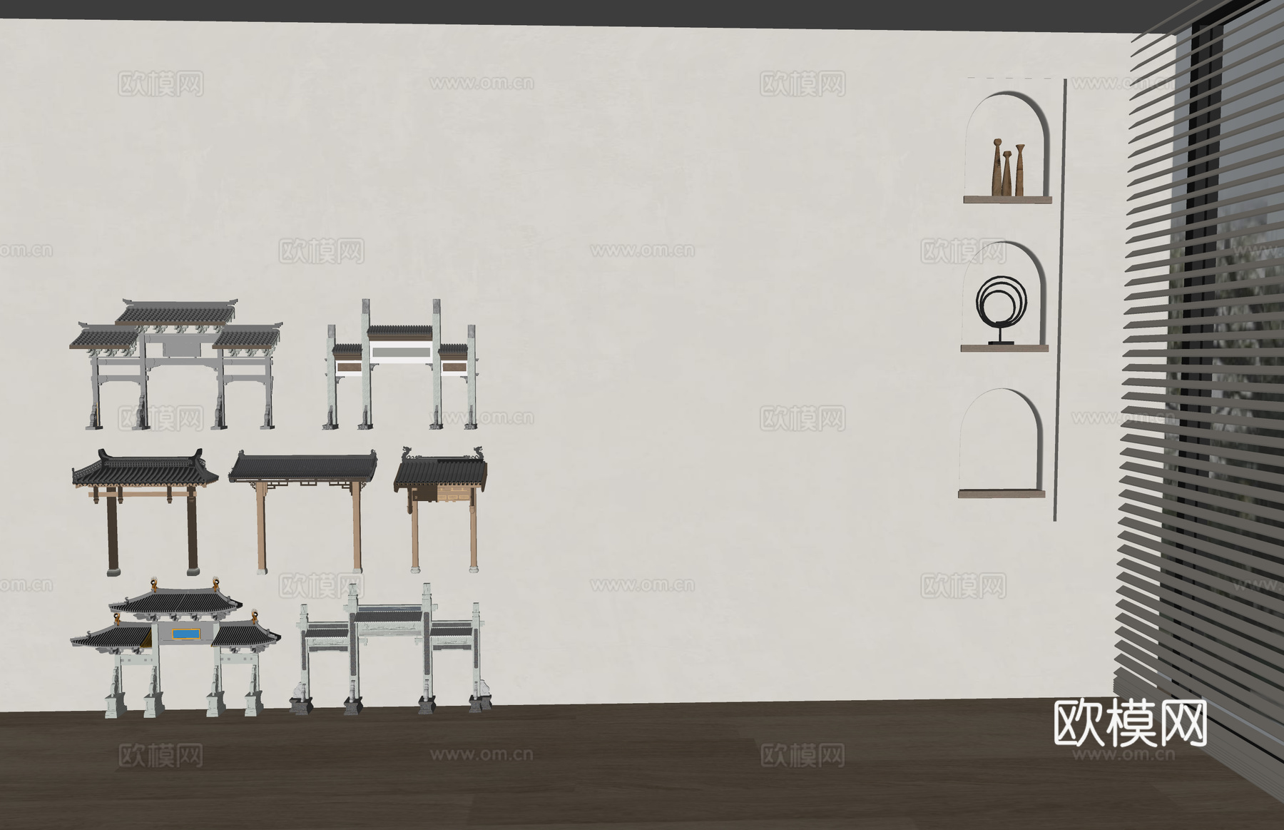 景墙 构筑物 廊架 座椅 小品 花箱 景观 雕塑 指示牌 景su模型