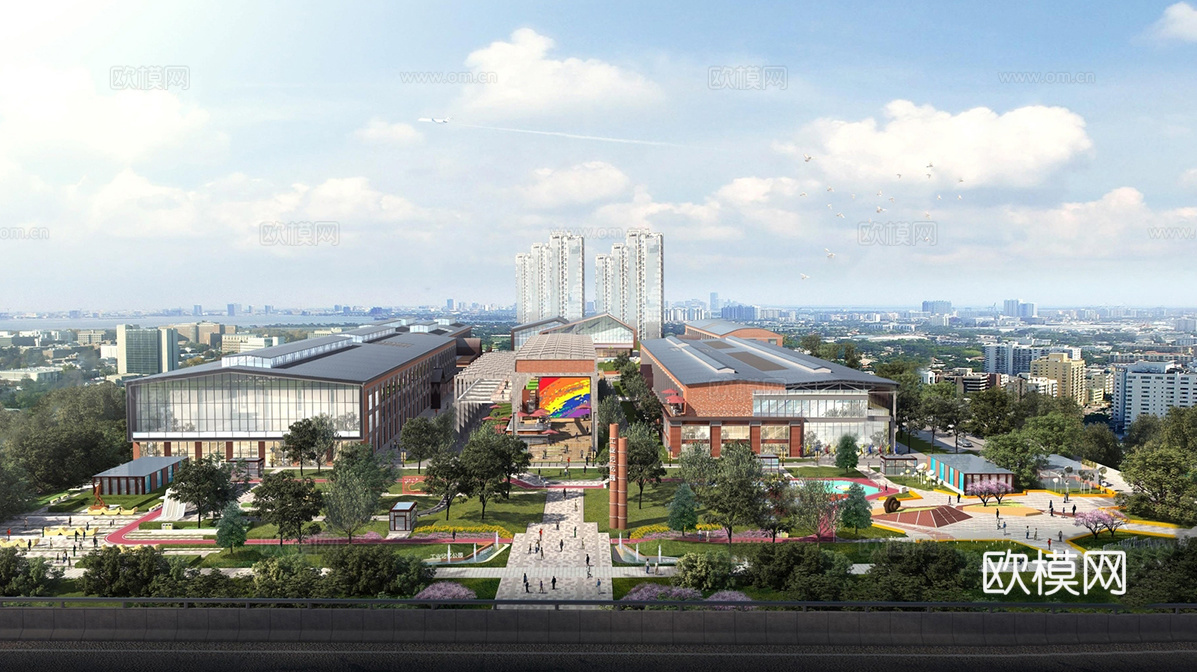工业旧厂房 改造景观公园 老旧厂房建筑su模型