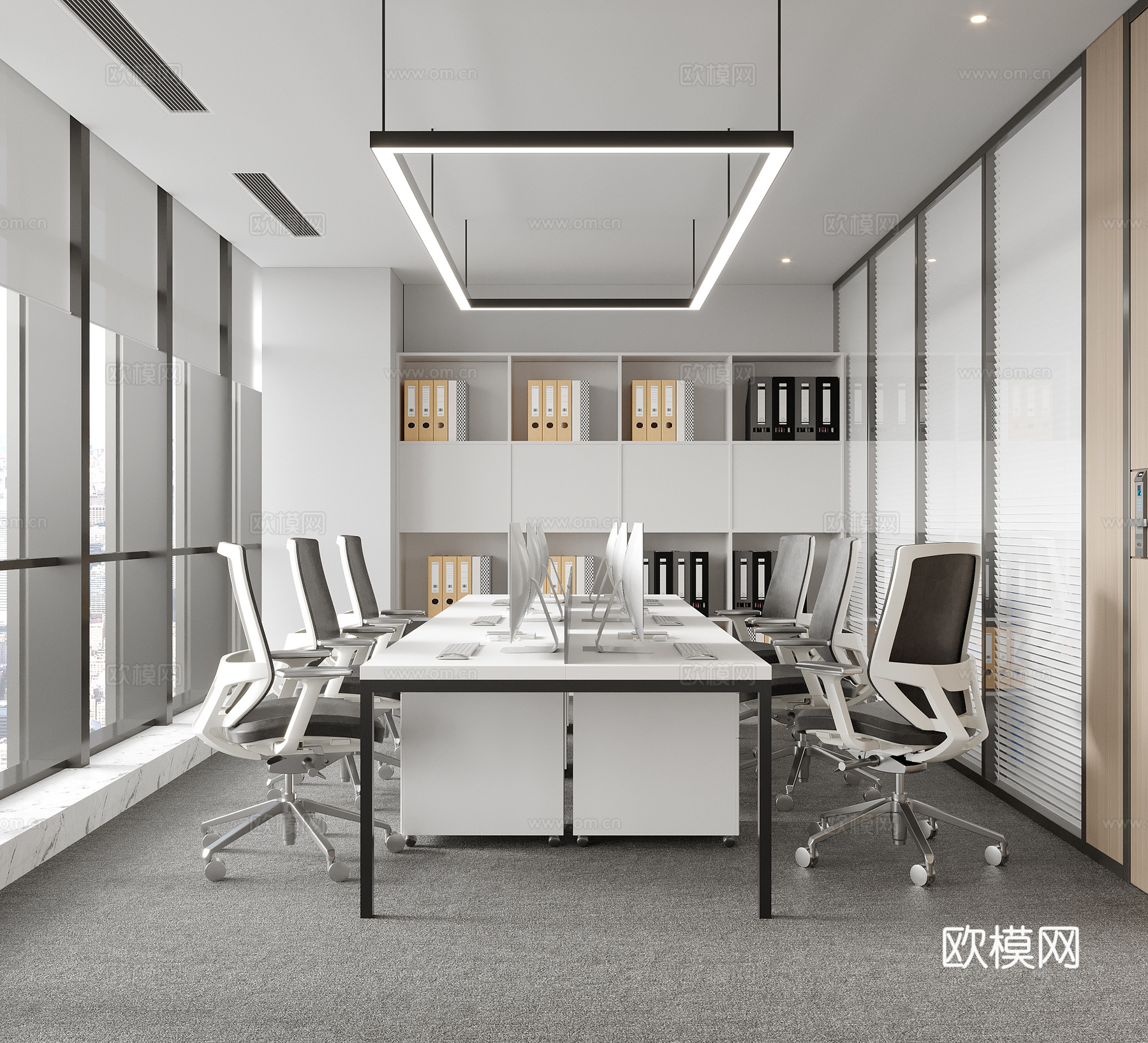现代办公室 办公桌椅3d模型下载