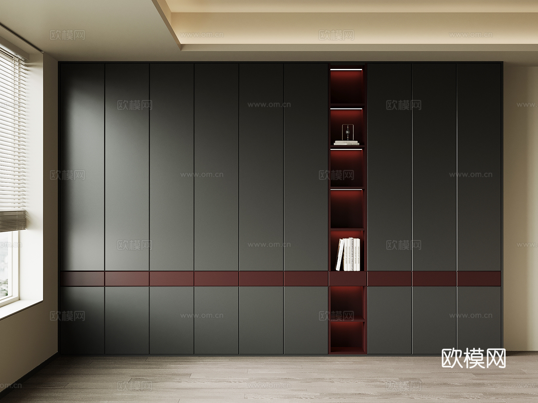 现代意式书柜su模型