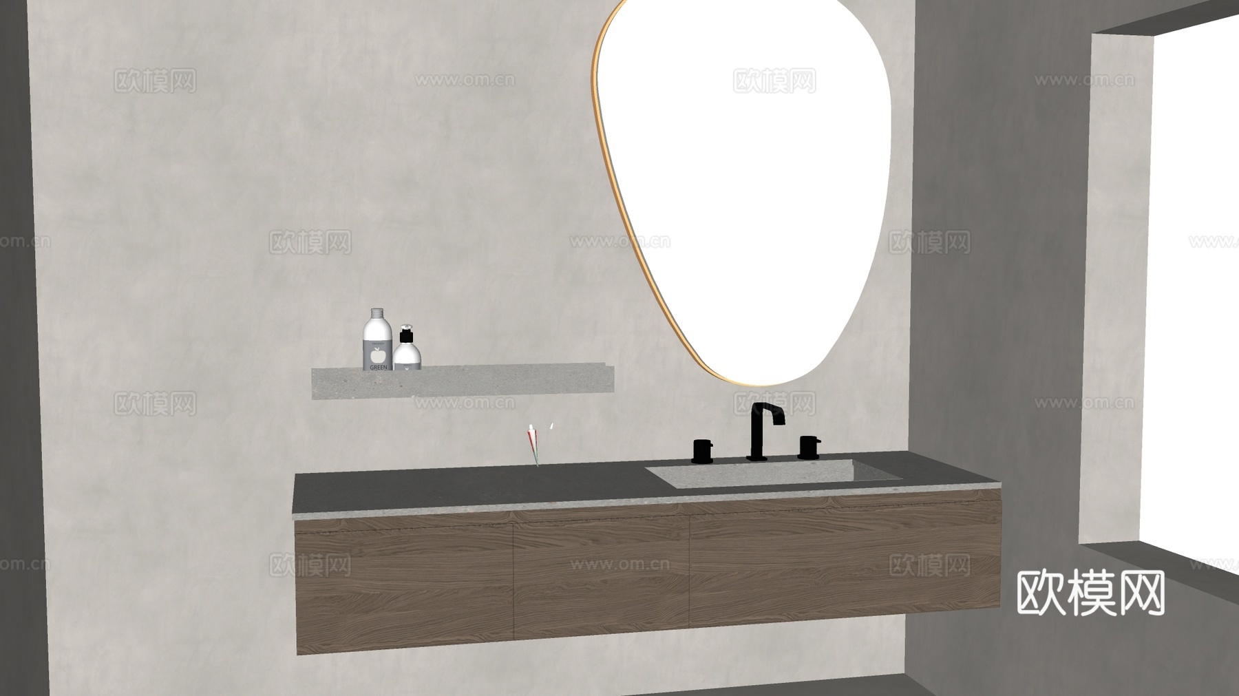 现代简约浴室洗手台su模型