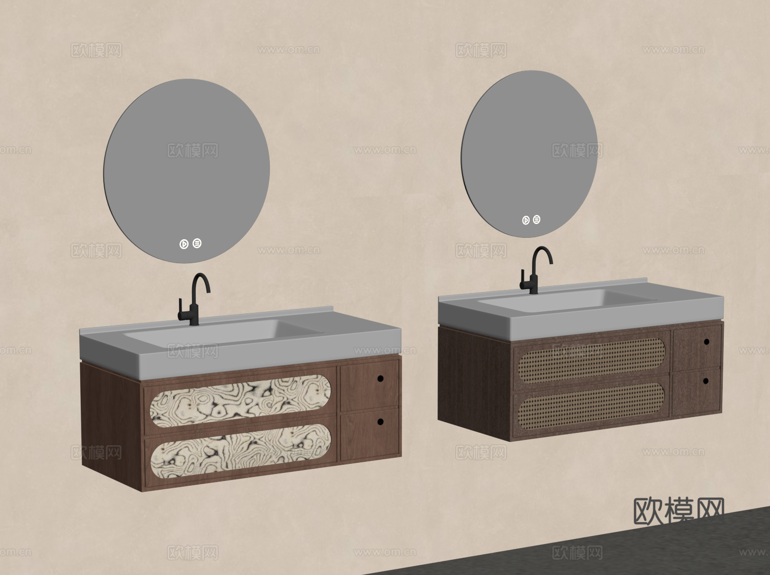 现代中古风浴室柜su模型