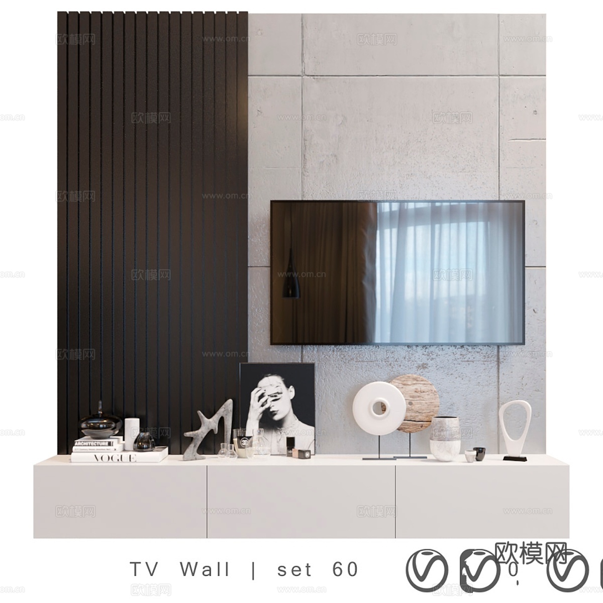 电视墙套装603d模型