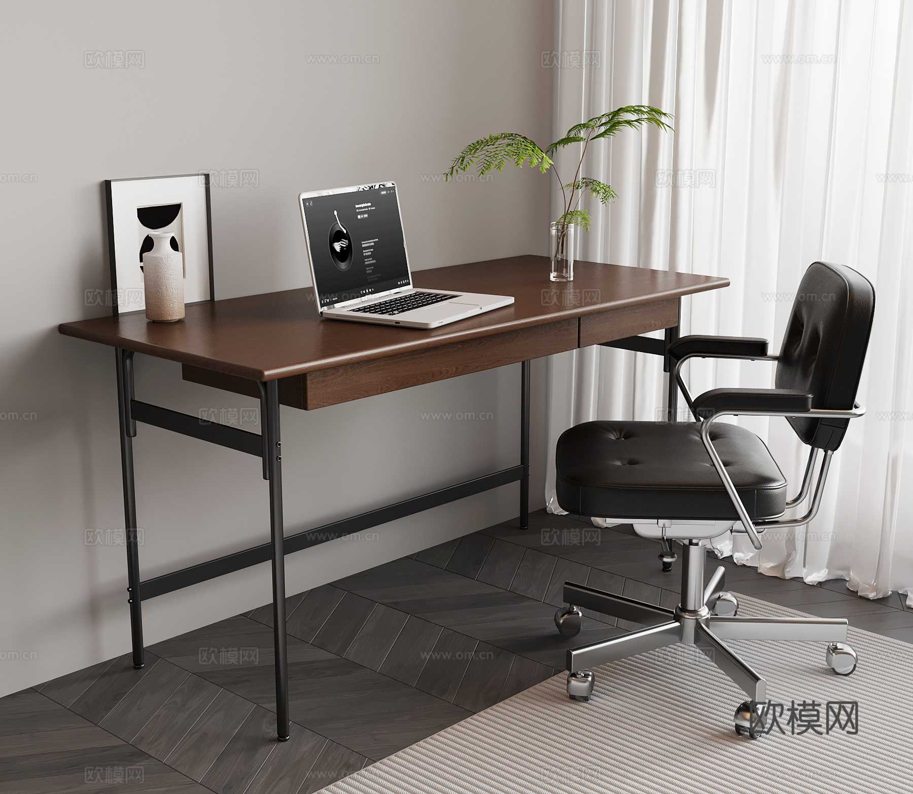 现代意式书桌椅su模型