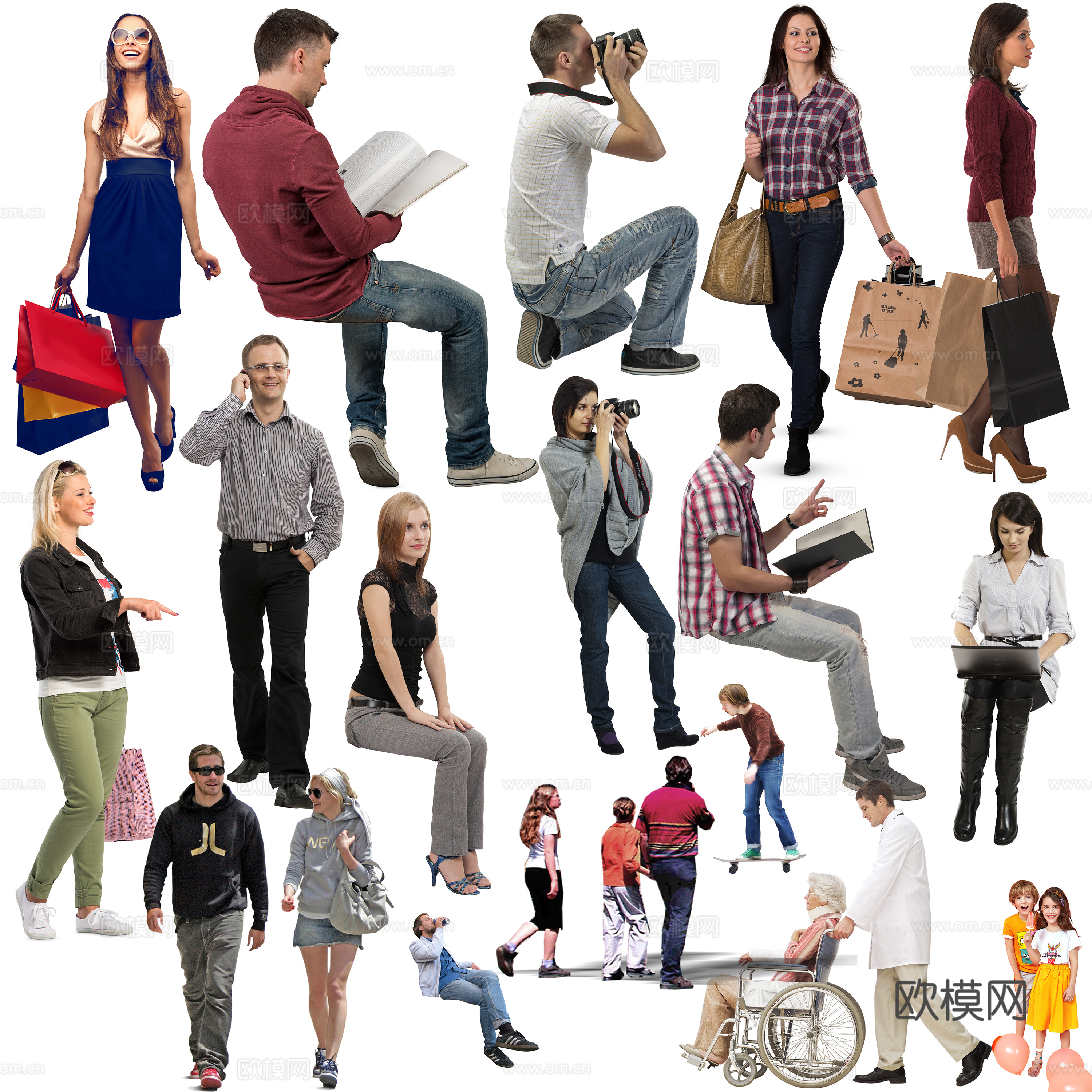 休闲行走站立人物下载