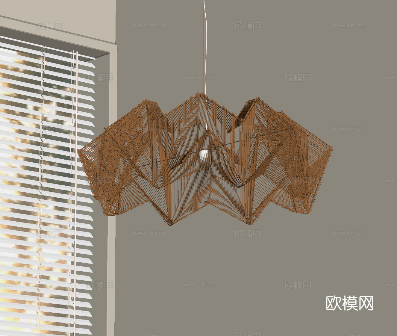 侘寂中古风吊灯 客厅吊灯su模型
