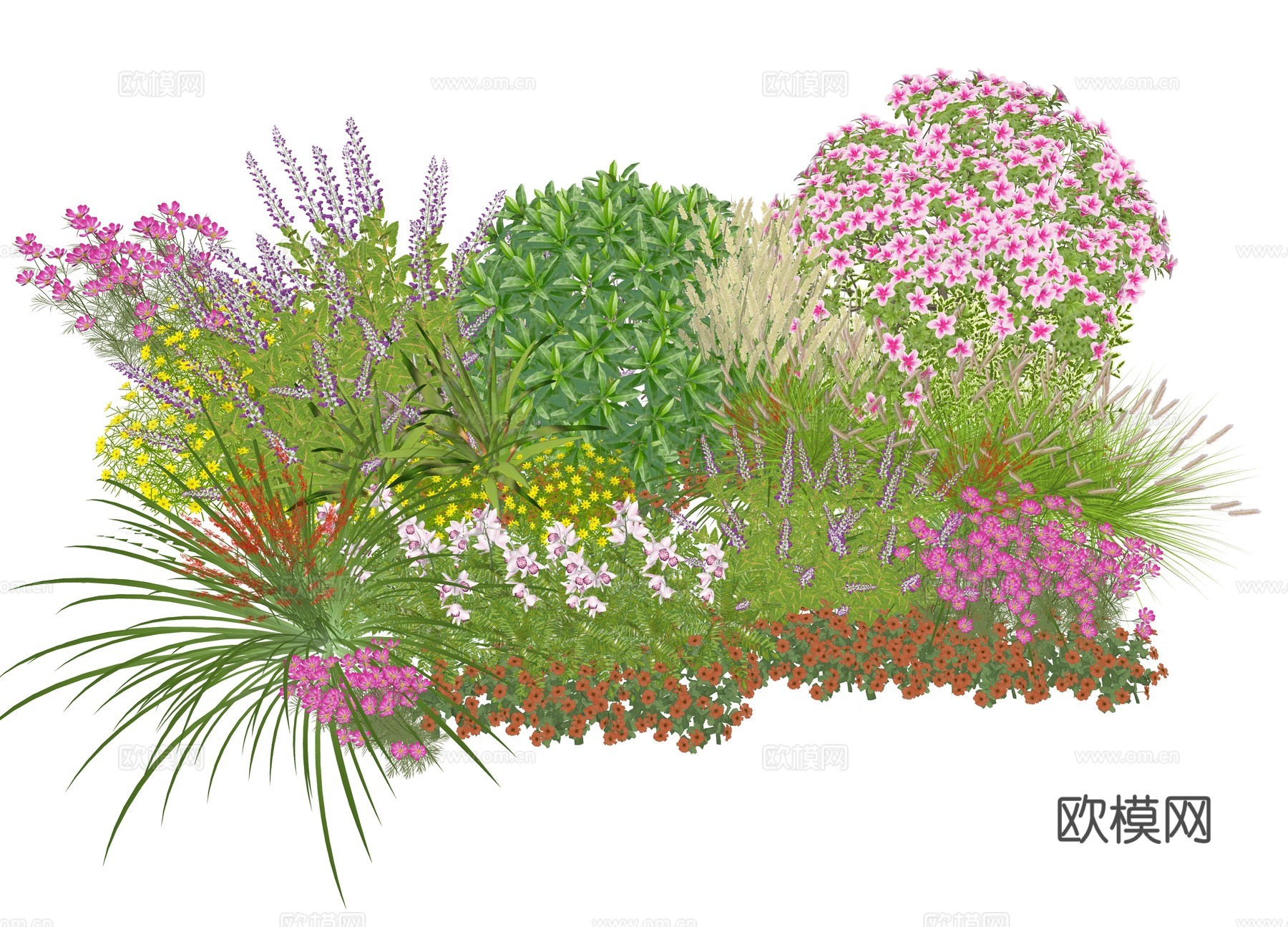 现代室内植物堆景观组合su模型