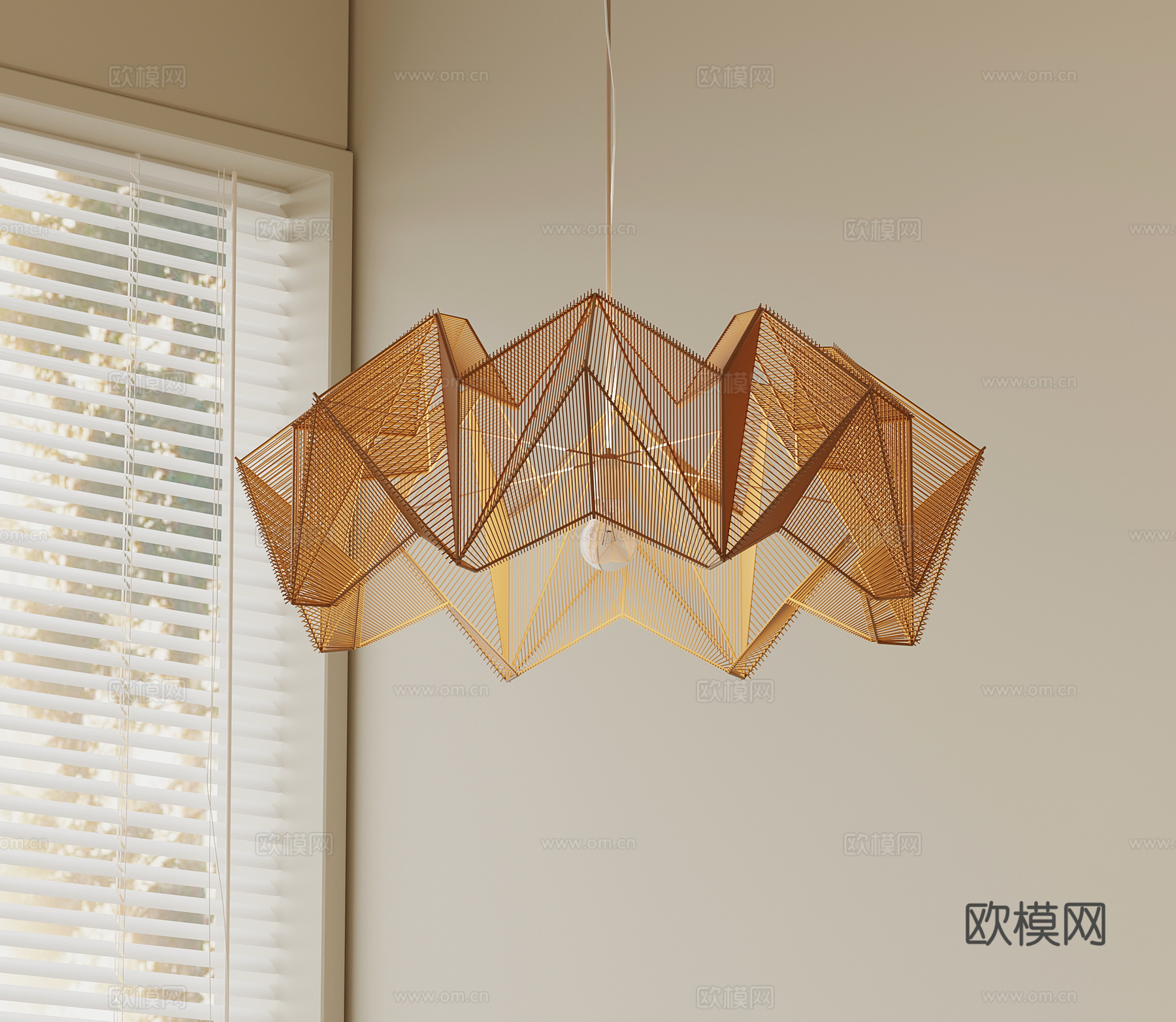 侘寂中古风吊灯 客厅吊灯su模型