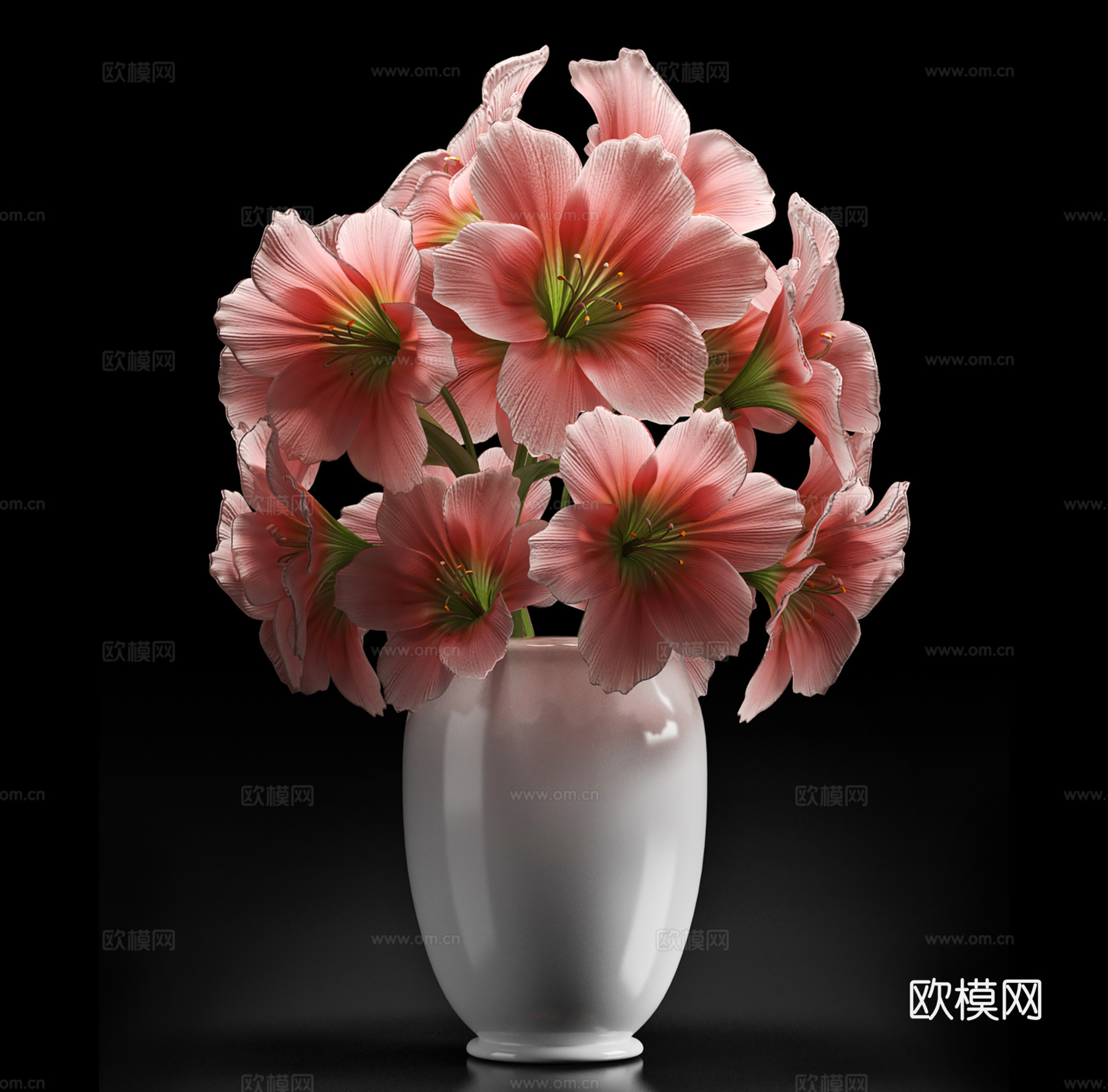 现代植物花瓶3d模型下载（渲染图1）