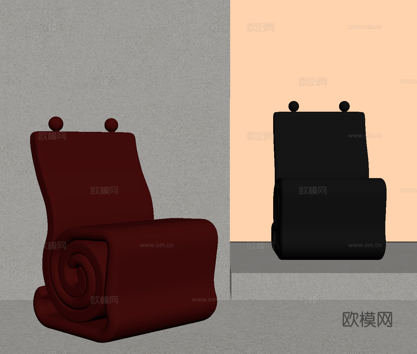 现代儿童椅 蜗牛椅su模型