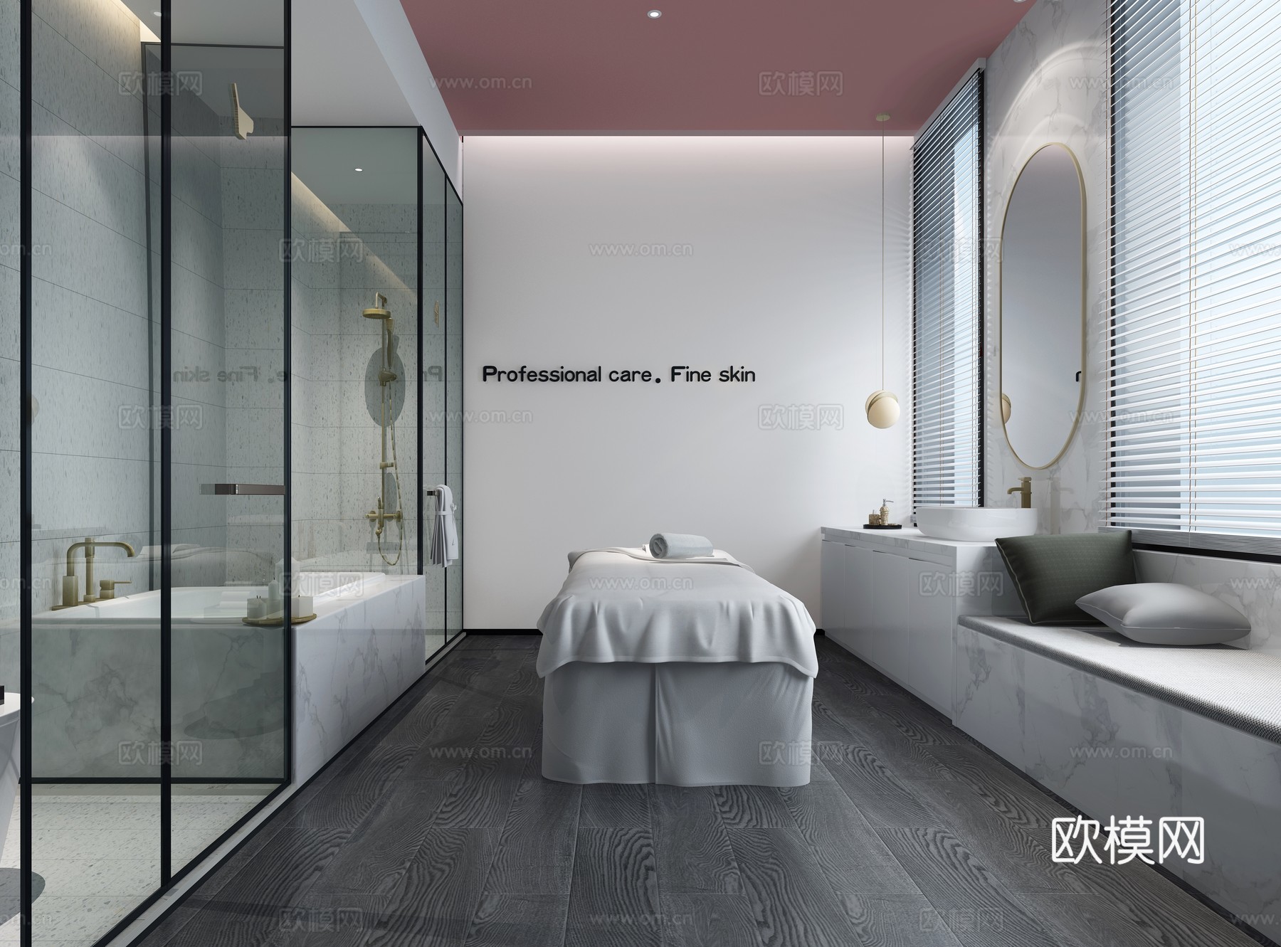 轻奢美容院 最新全套施工图 效果图合集cad施工图