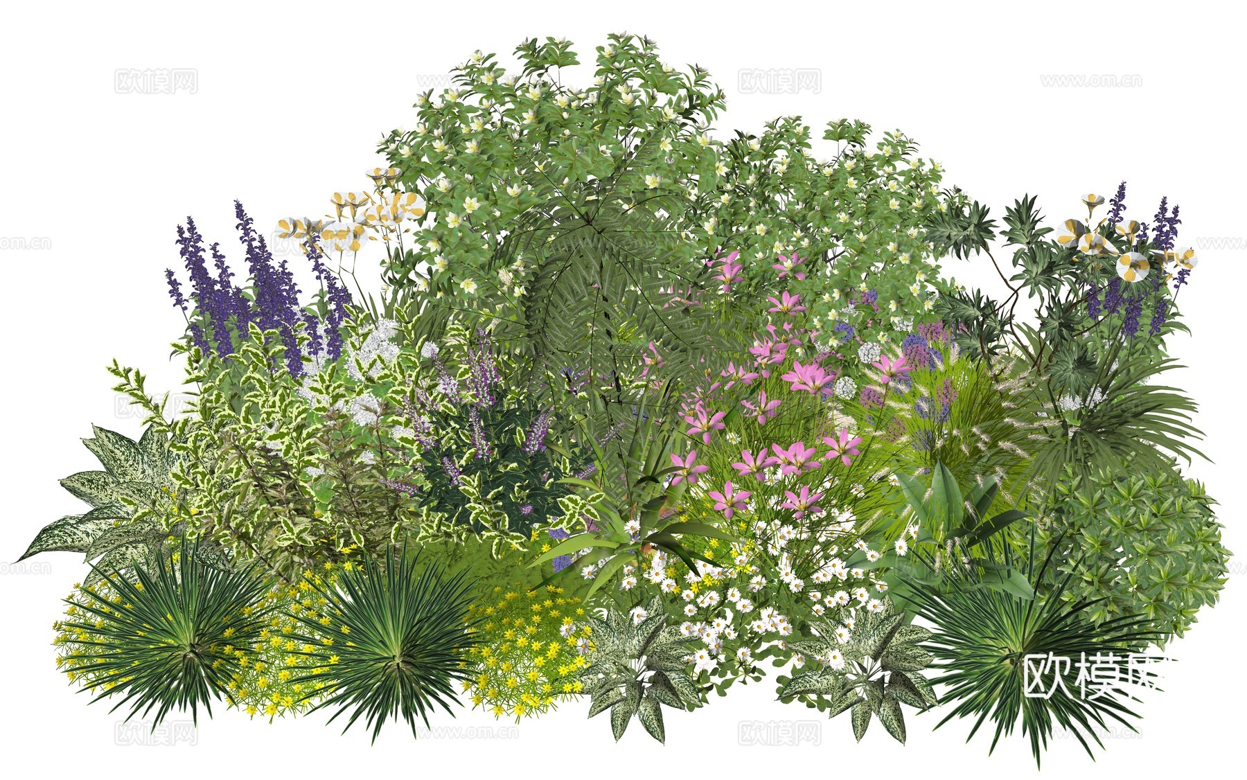 现代室内植物堆景观组合su模型