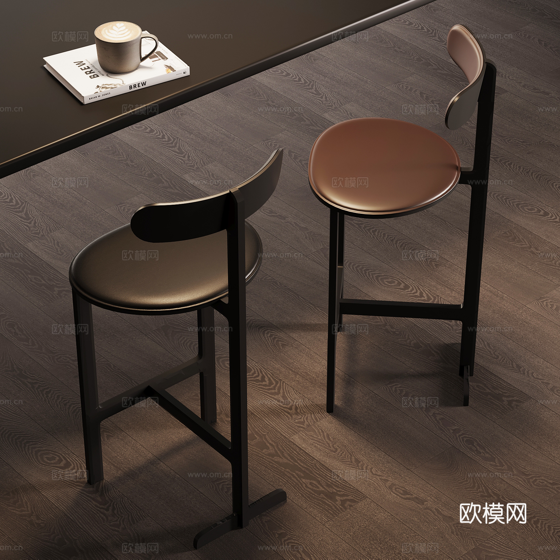 现代意式吧椅 现代意式吧凳su模型