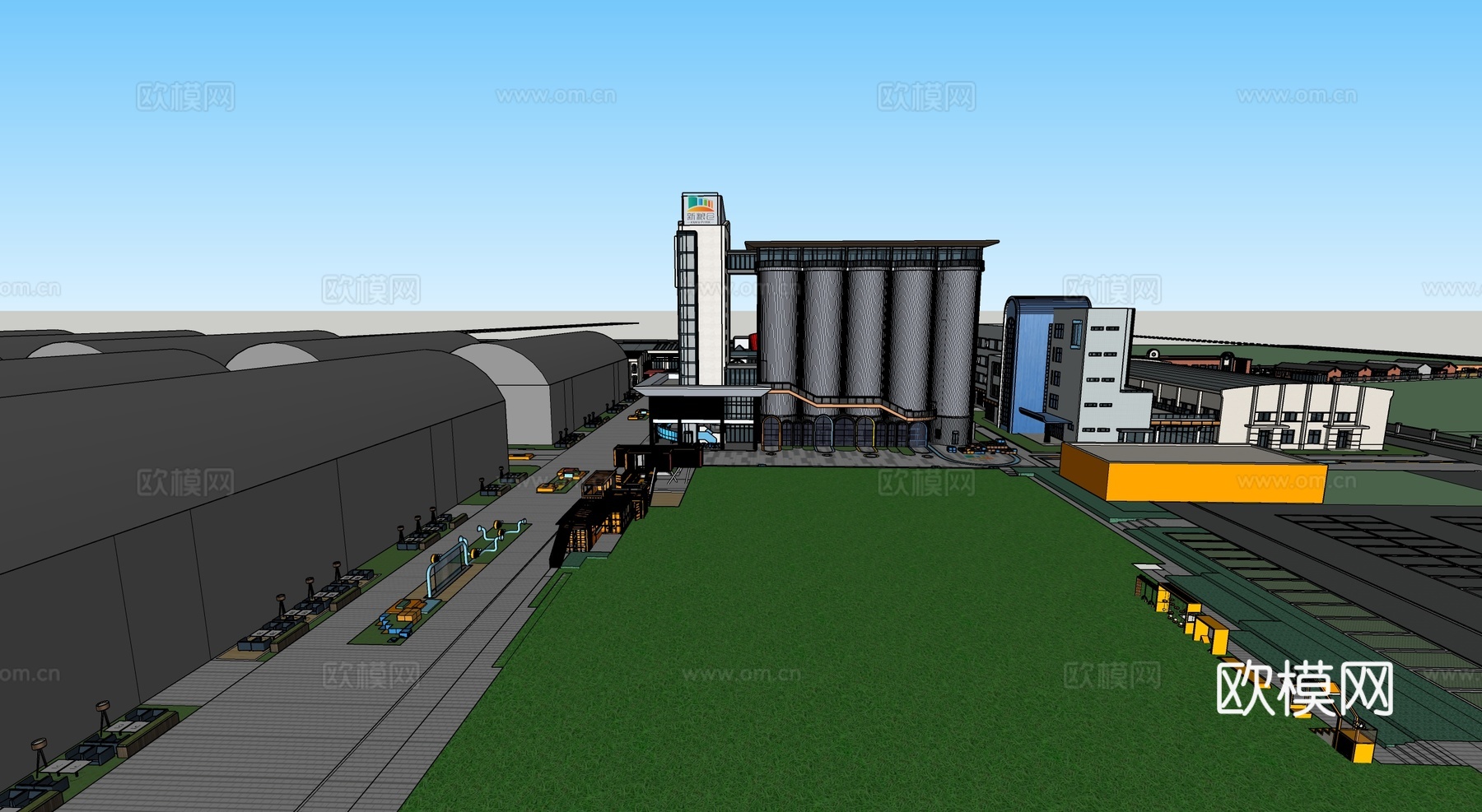 化工工业厂房 现代工业厂房su模型