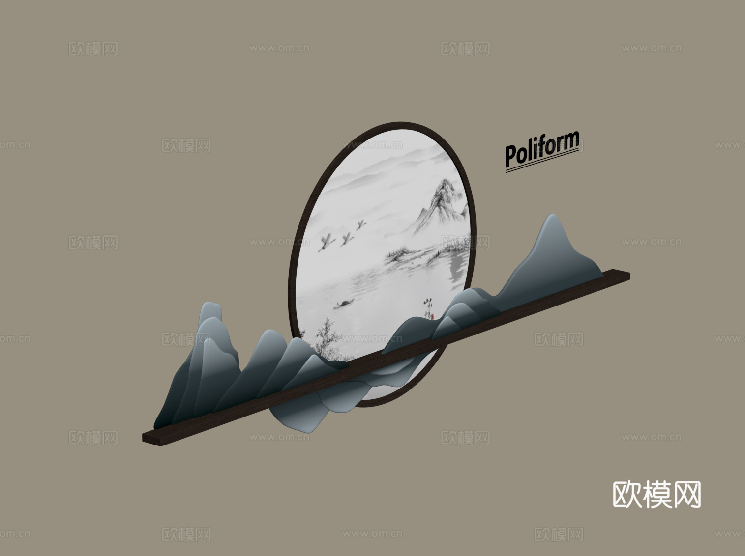 新中式挂件 墙饰su模型