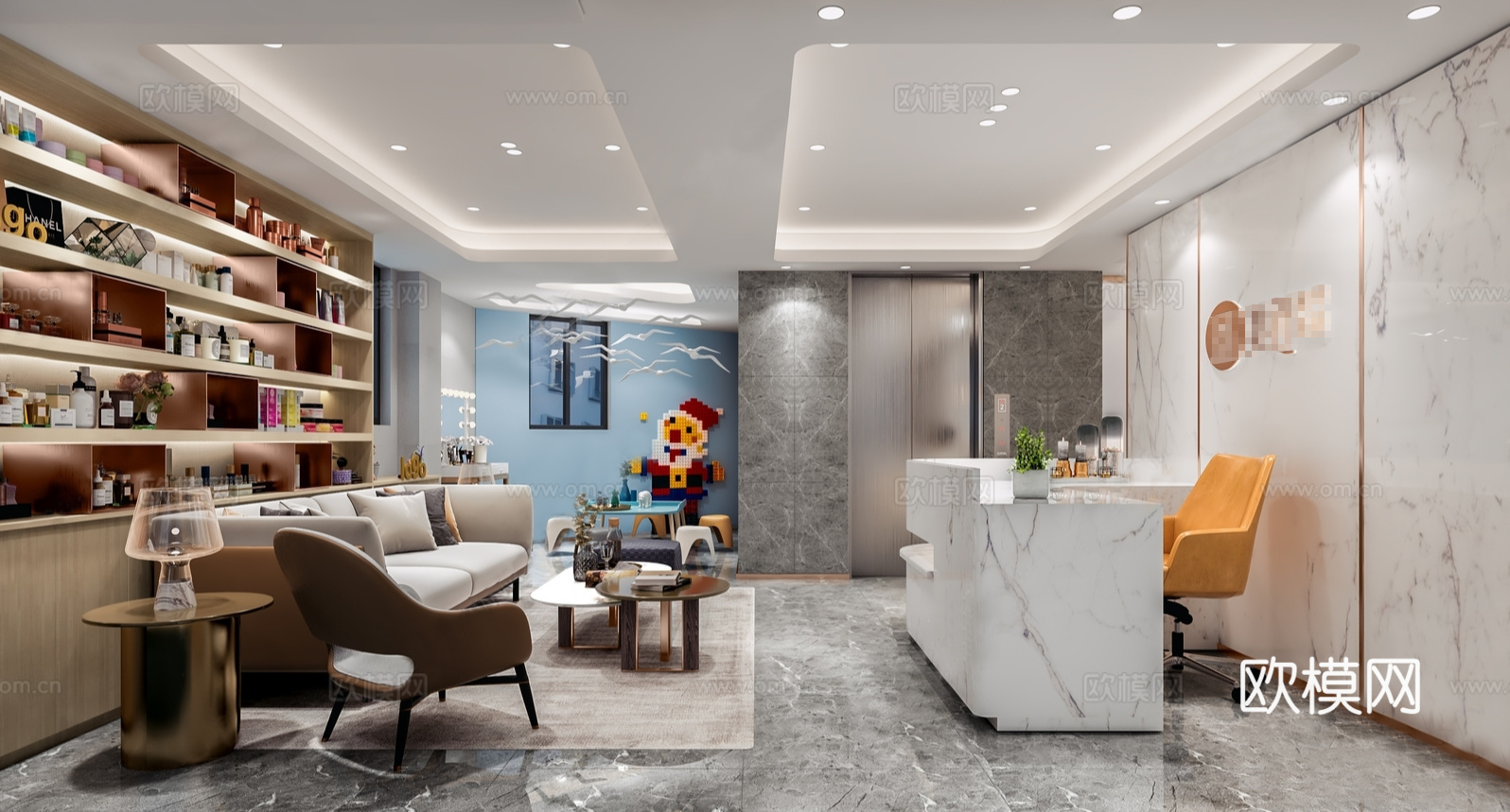 美容院 最新全套施工图 效果图合集cad施工图