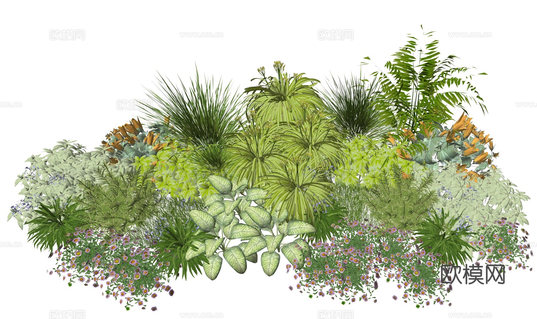 现代室内植物堆景观组合su模型