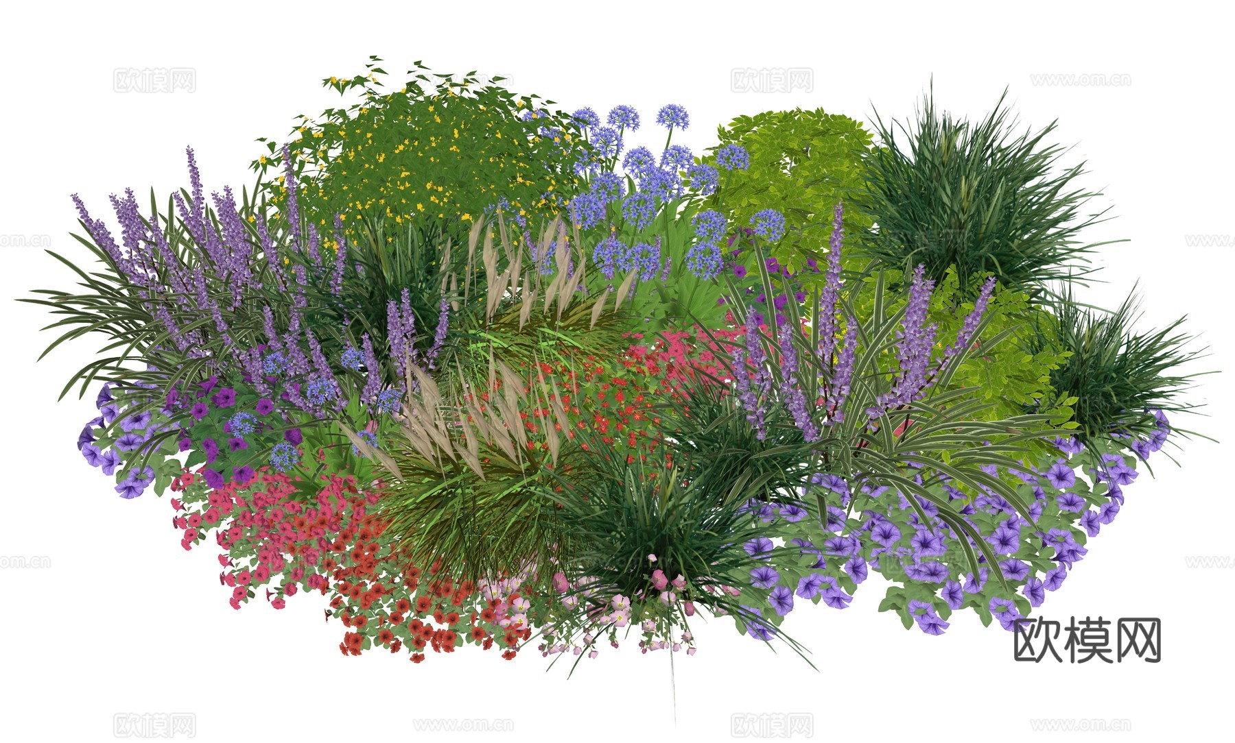 现代室内植物堆景观组合su模型