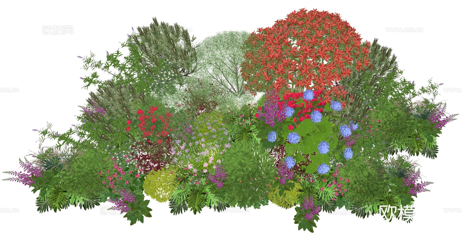 现代室内植物堆景观组合su模型