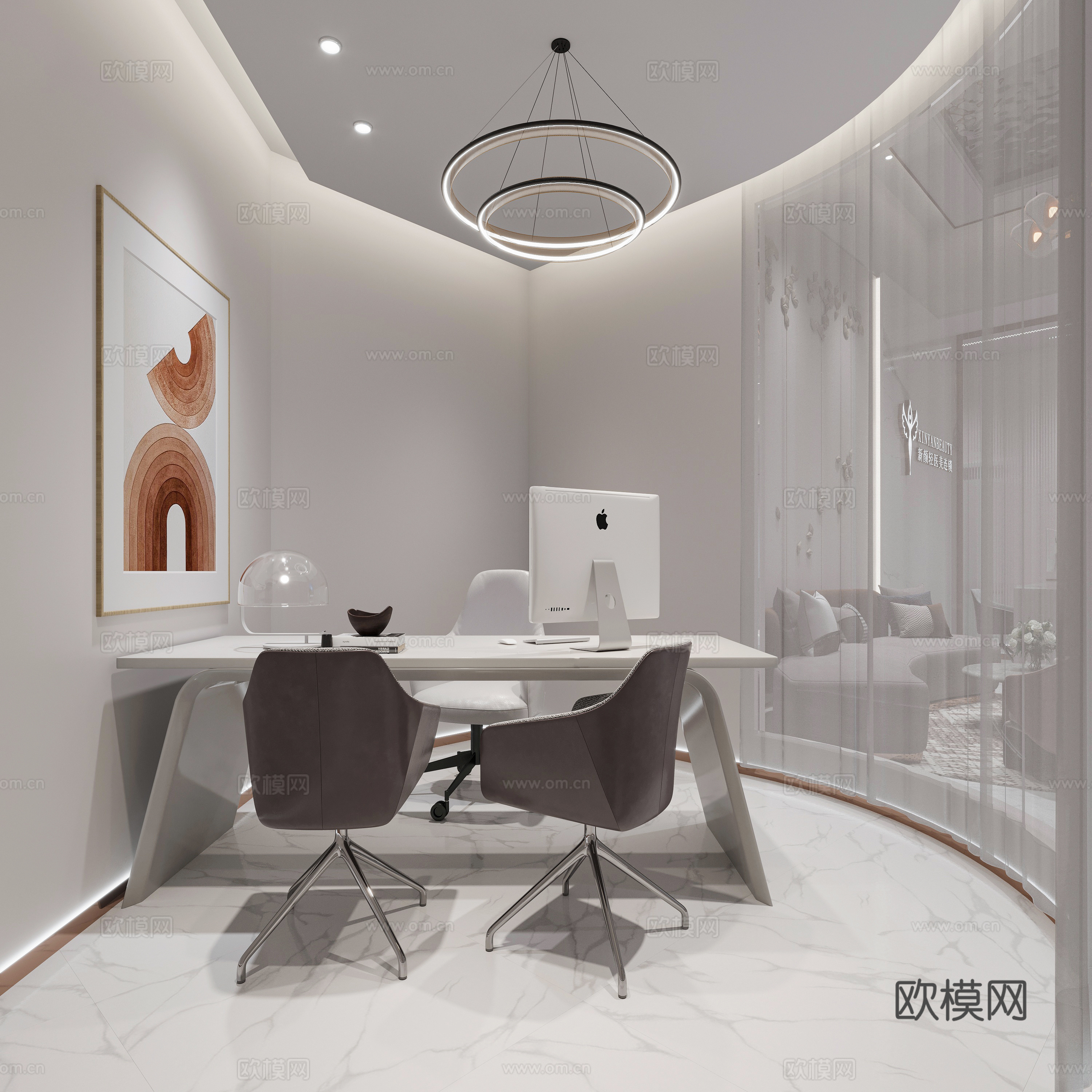 轻奢美容院 最新全套施工图 效果图合集cad施工图