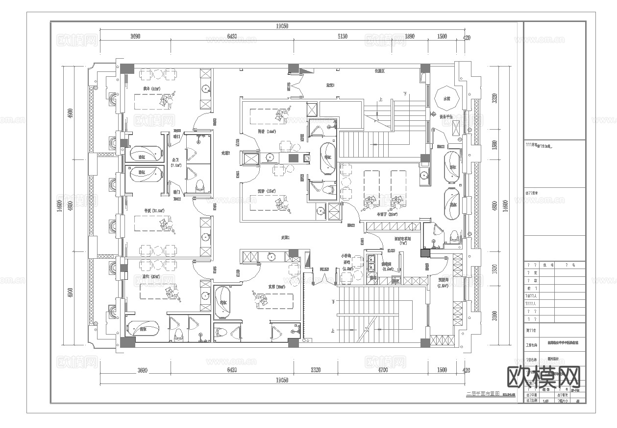 500平美容院 最新全套施工图 效果图合集cad施工图