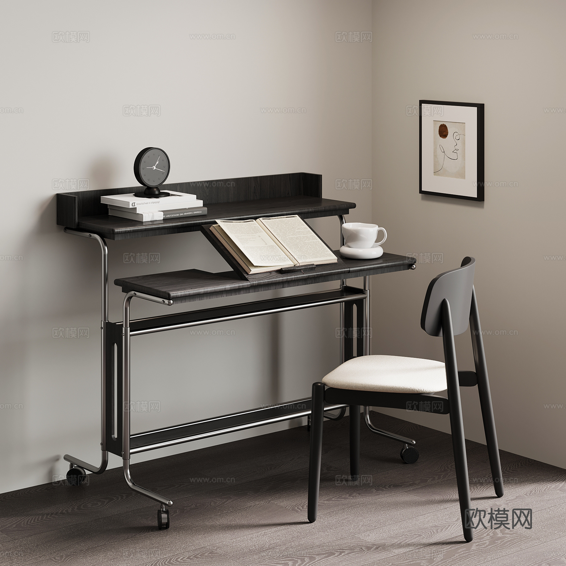 现代意式书桌椅su模型