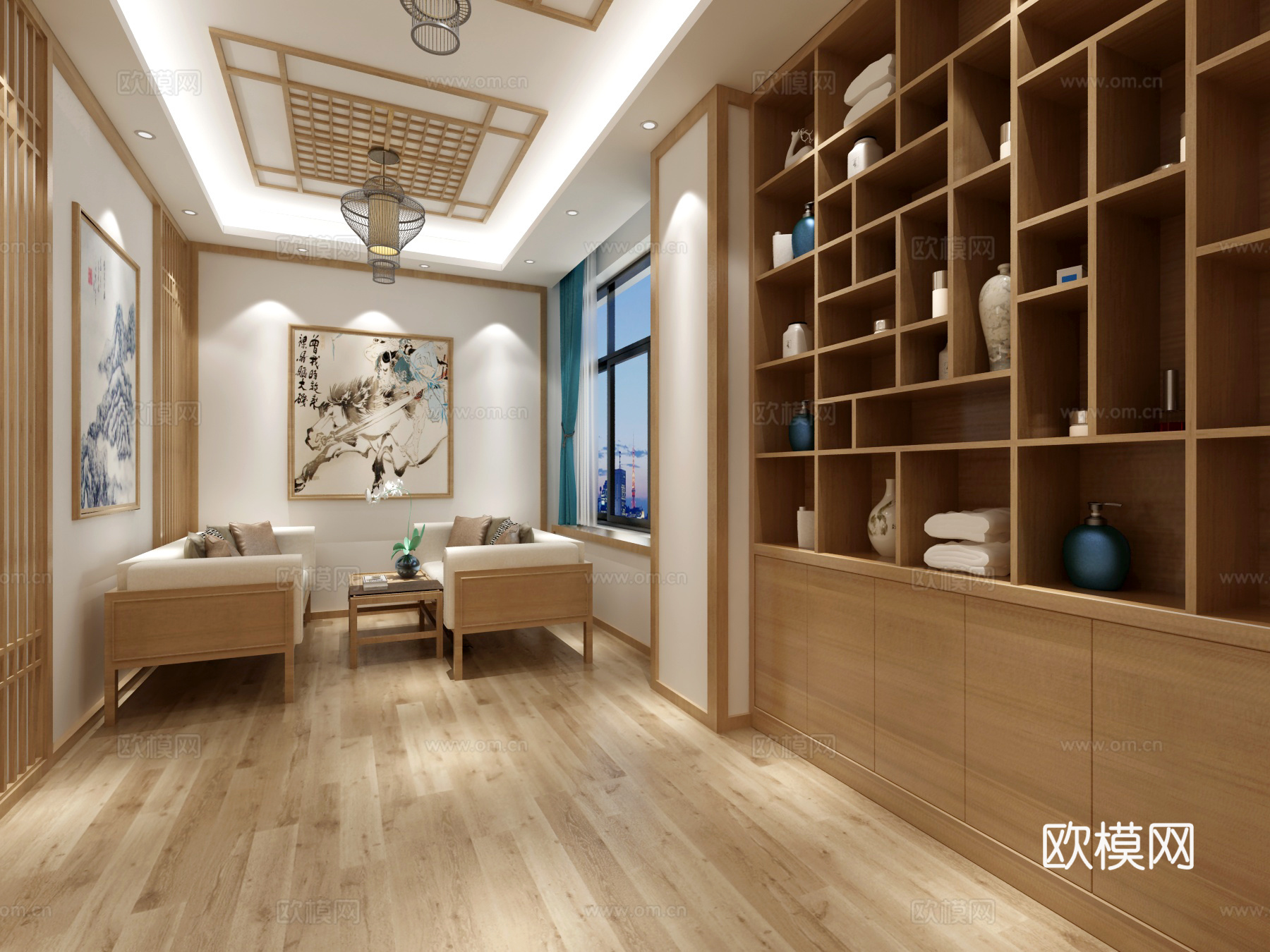 新中式桑拿会所 最新全套施工图 效果图合集cad施工图