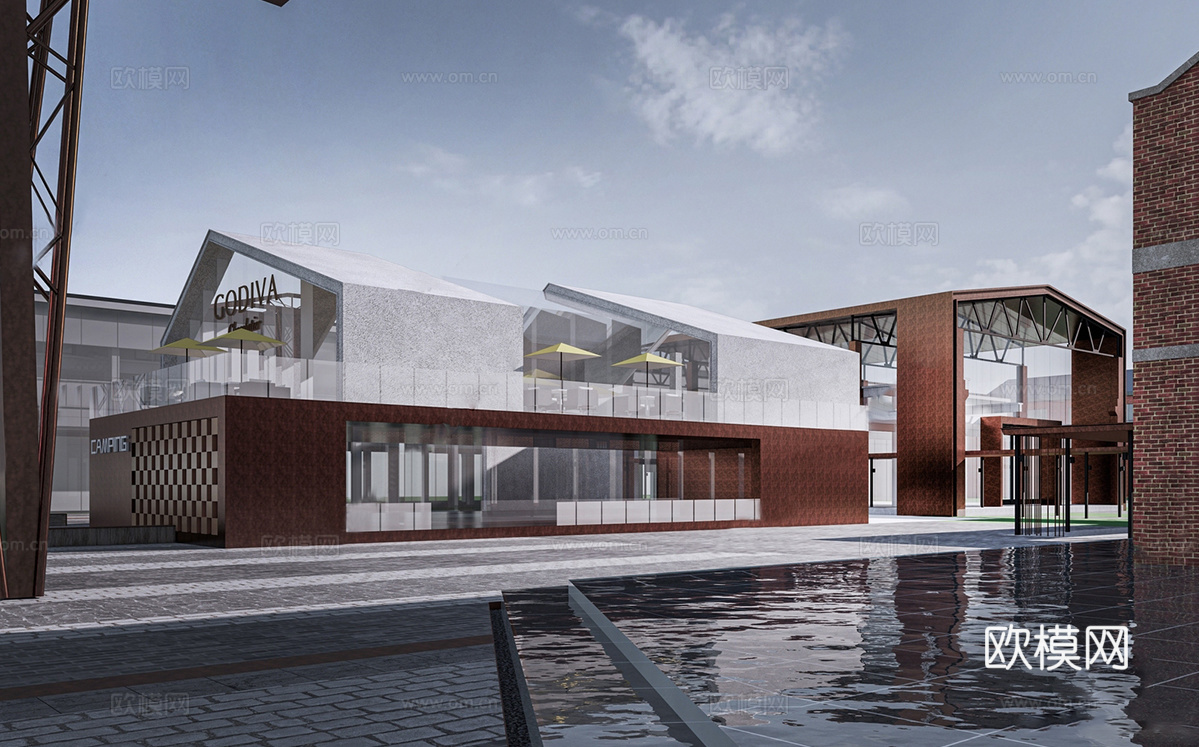 现代办公楼 文创产业园su模型