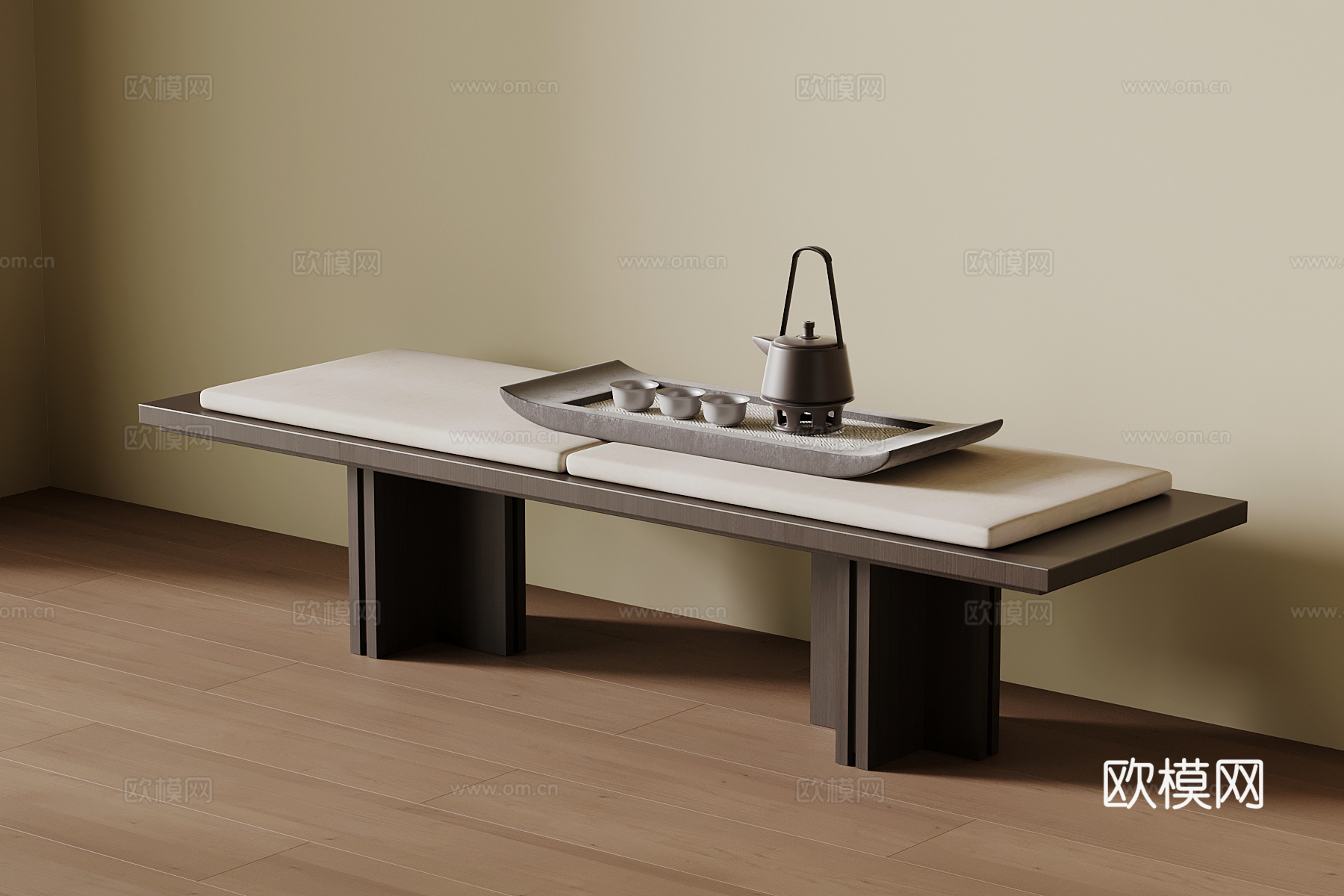 新中式床头柜 换鞋凳su模型