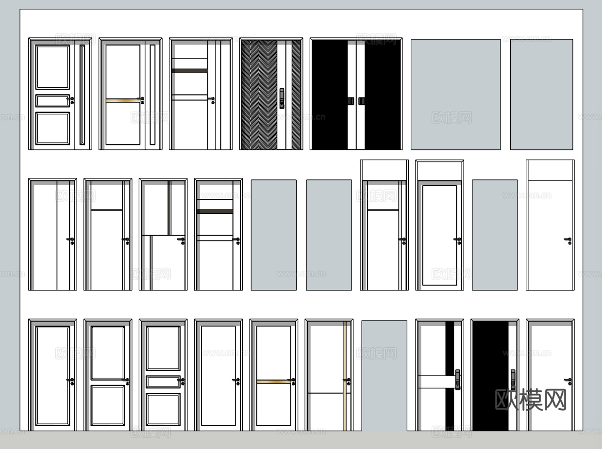 现代门动态组件su模型