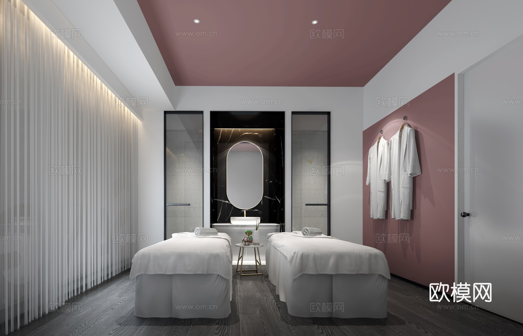 轻奢美容院 最新全套施工图 效果图合集cad施工图