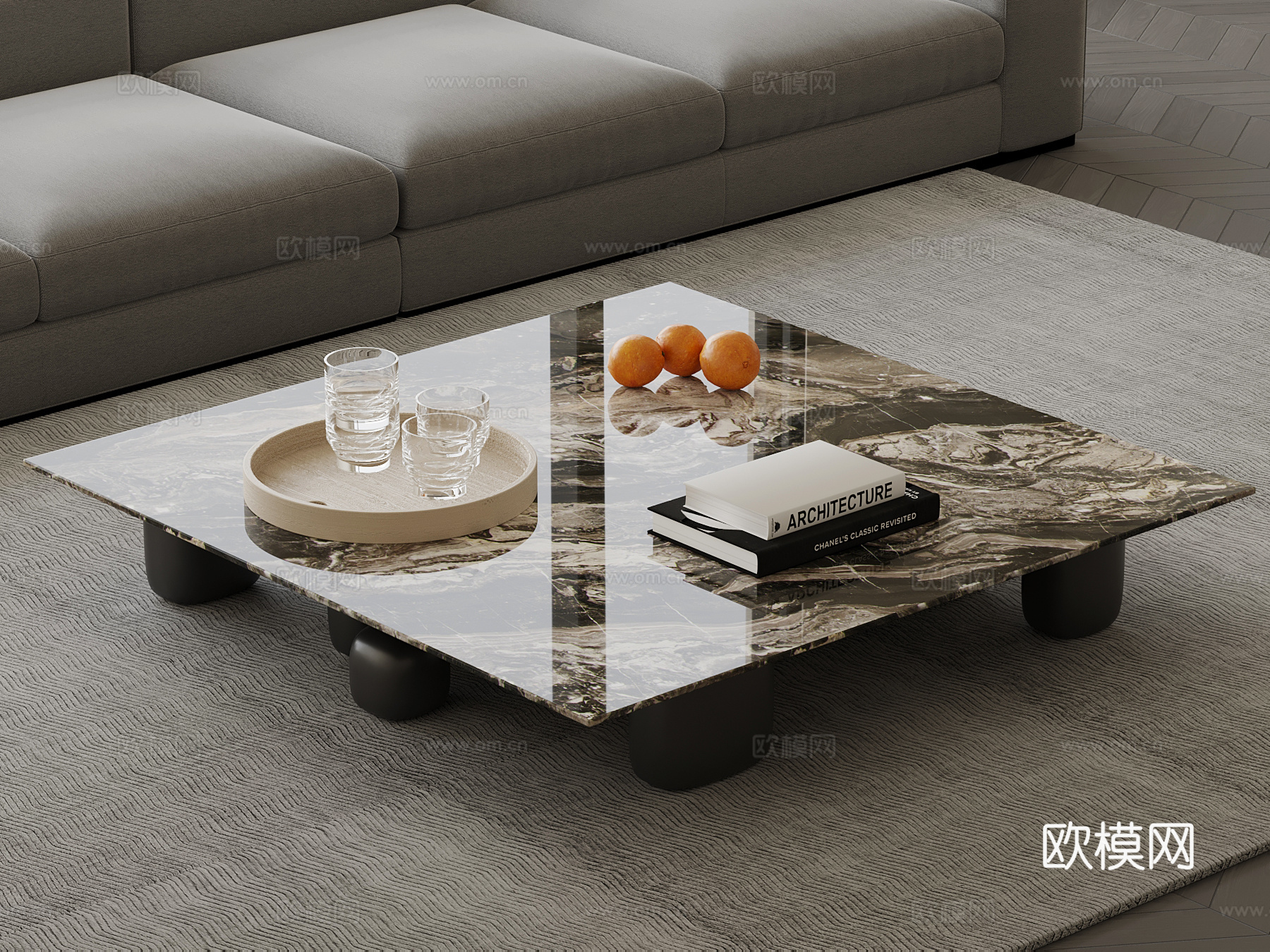 现代茶几 方形茶几su模型