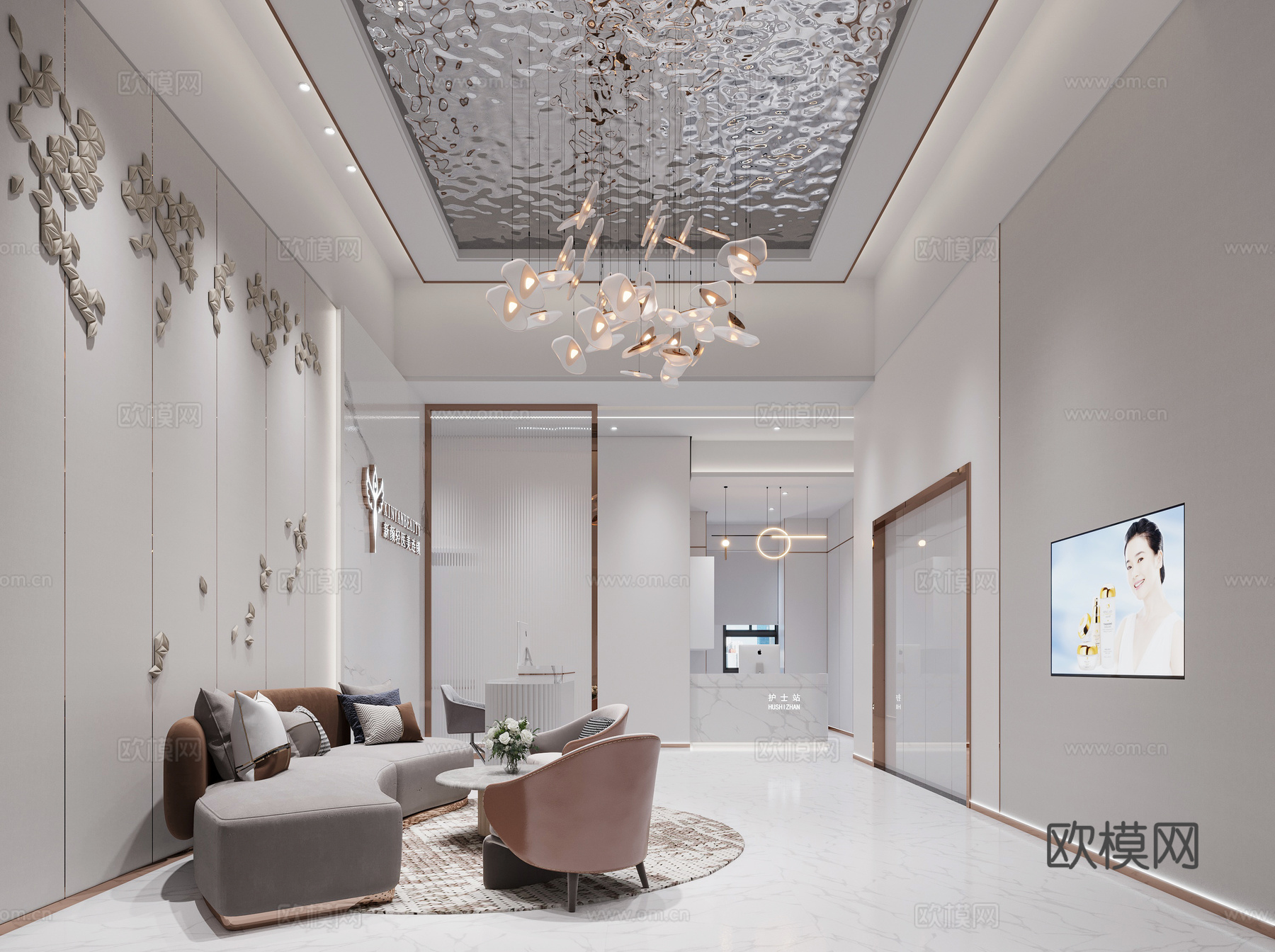 轻奢美容院 最新全套施工图 效果图合集cad施工图