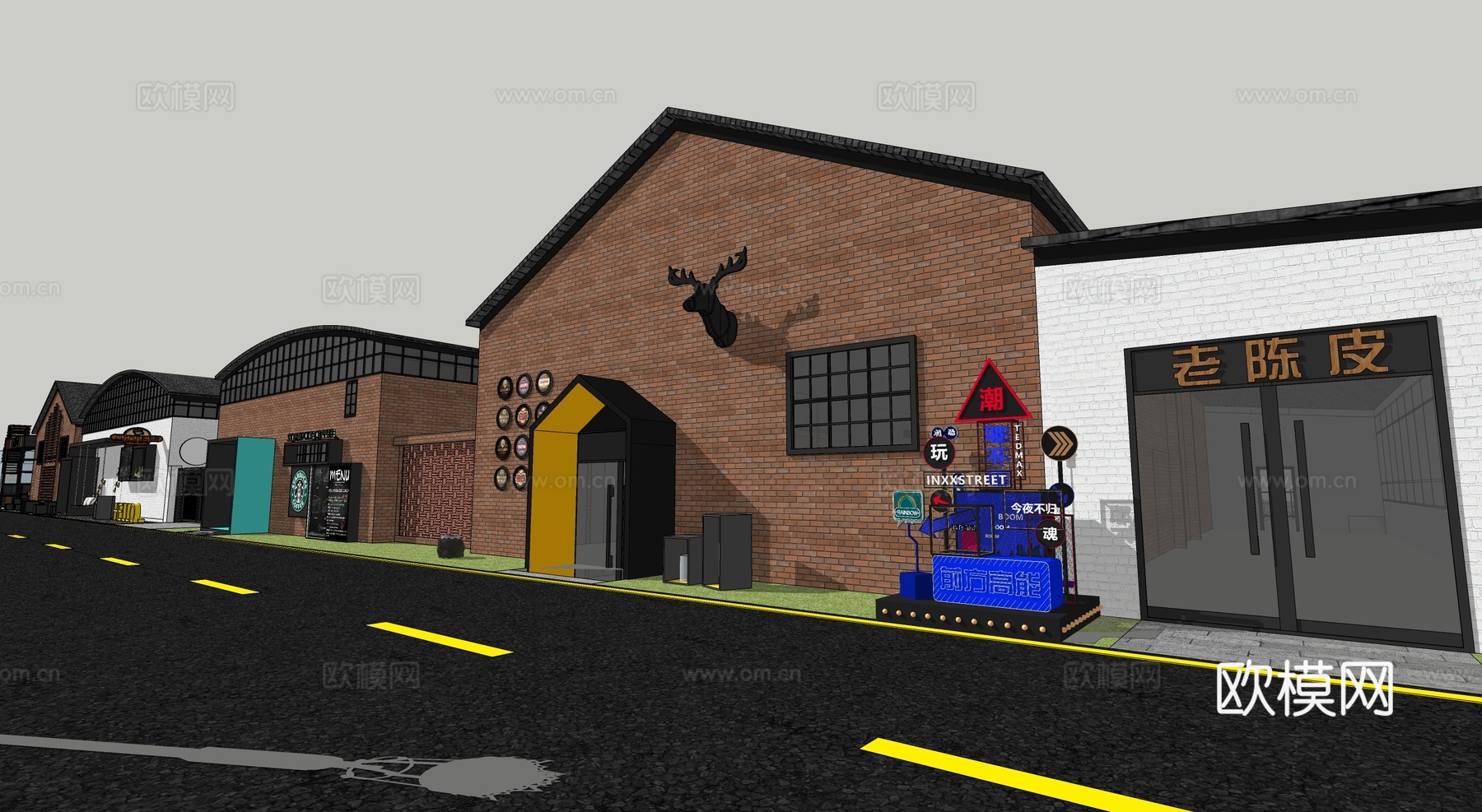 现代厂房 旧改创意园建筑su模型