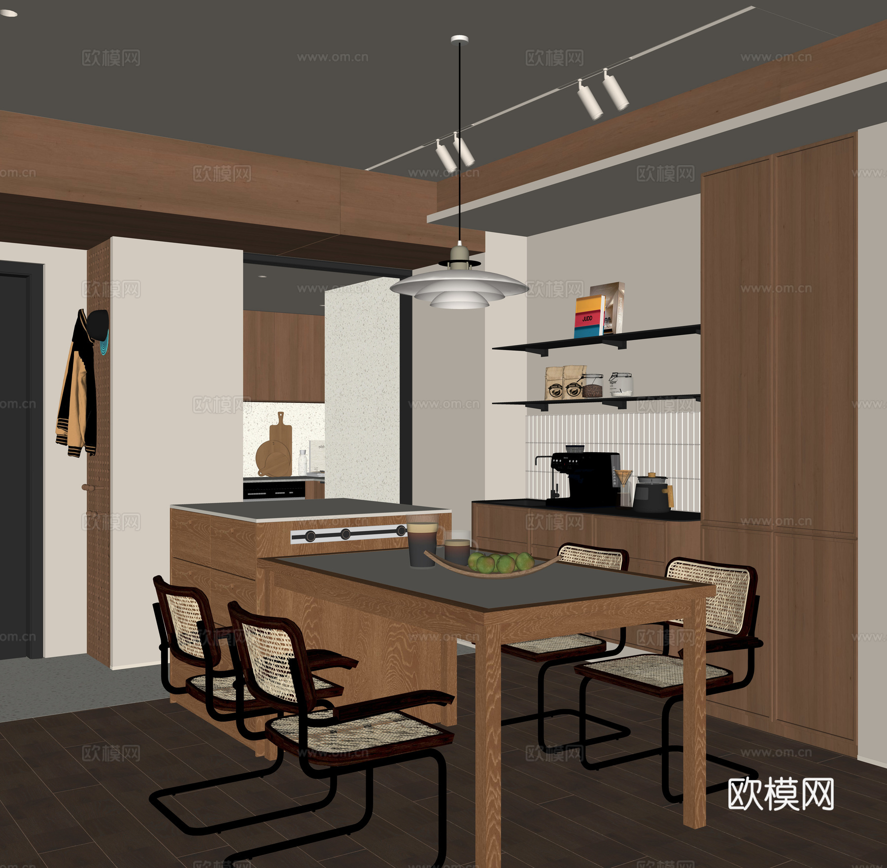 现代家居餐厅su模型