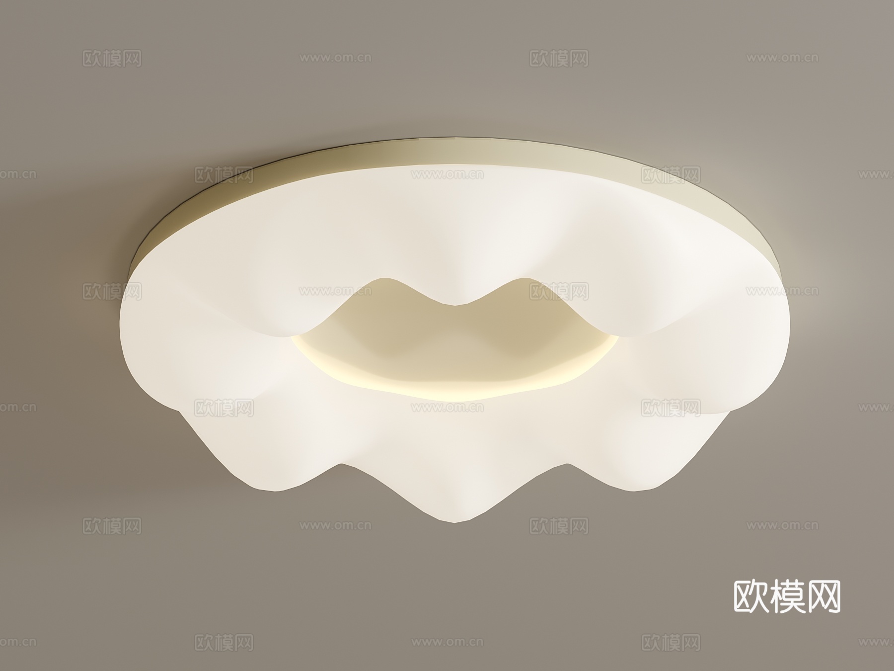 现代奶油吸顶灯su模型